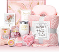 for Women Self Care Get Well Soon , Rose Relaxing Spa Basket Care Package w/ Luxury Flannel Blanket, Unique Christmas...
