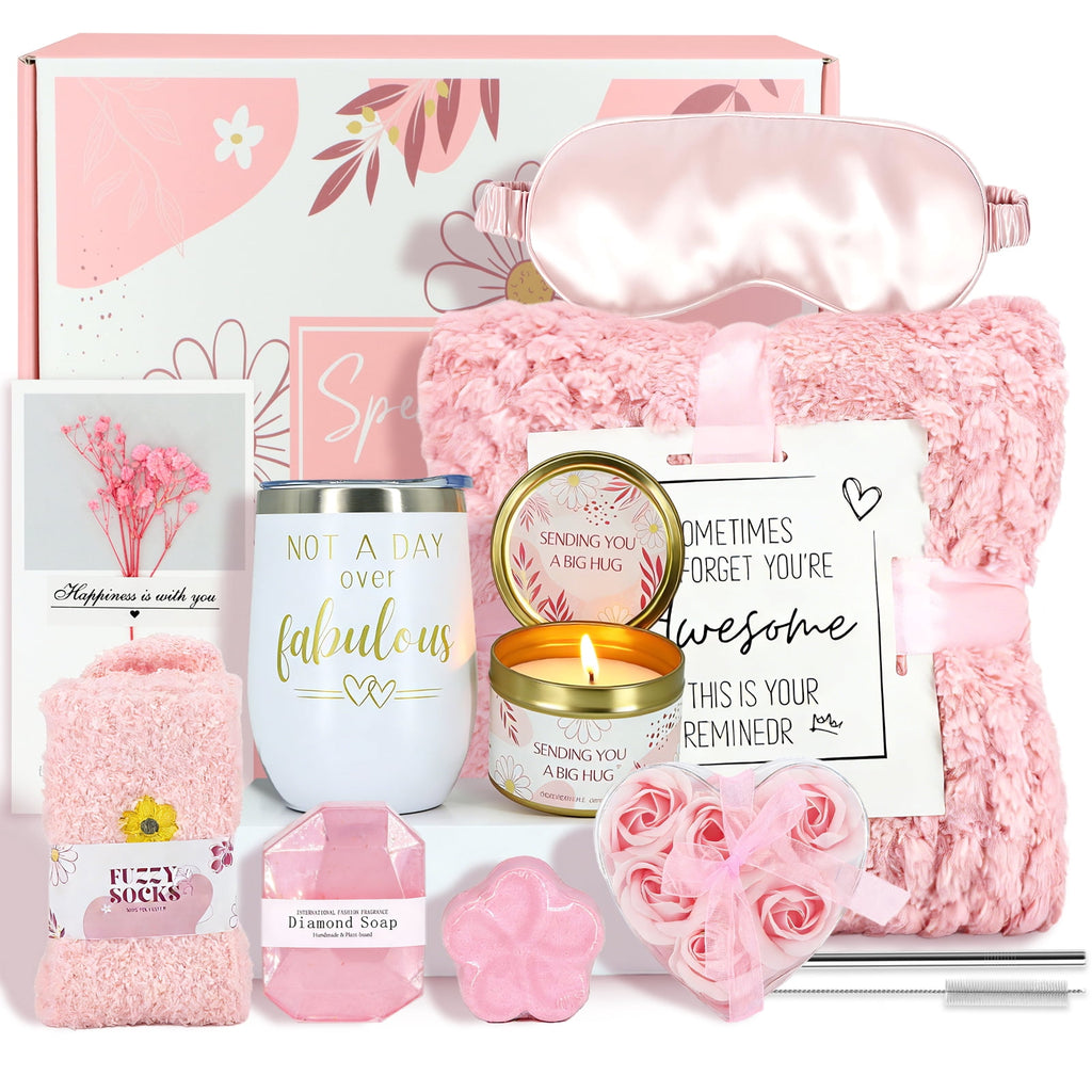 for Women, Unique Luxury Self Care Box Gift,Get Well Soon Basket for Women, Flower Relaxing Spa Gift Basket Bath Set