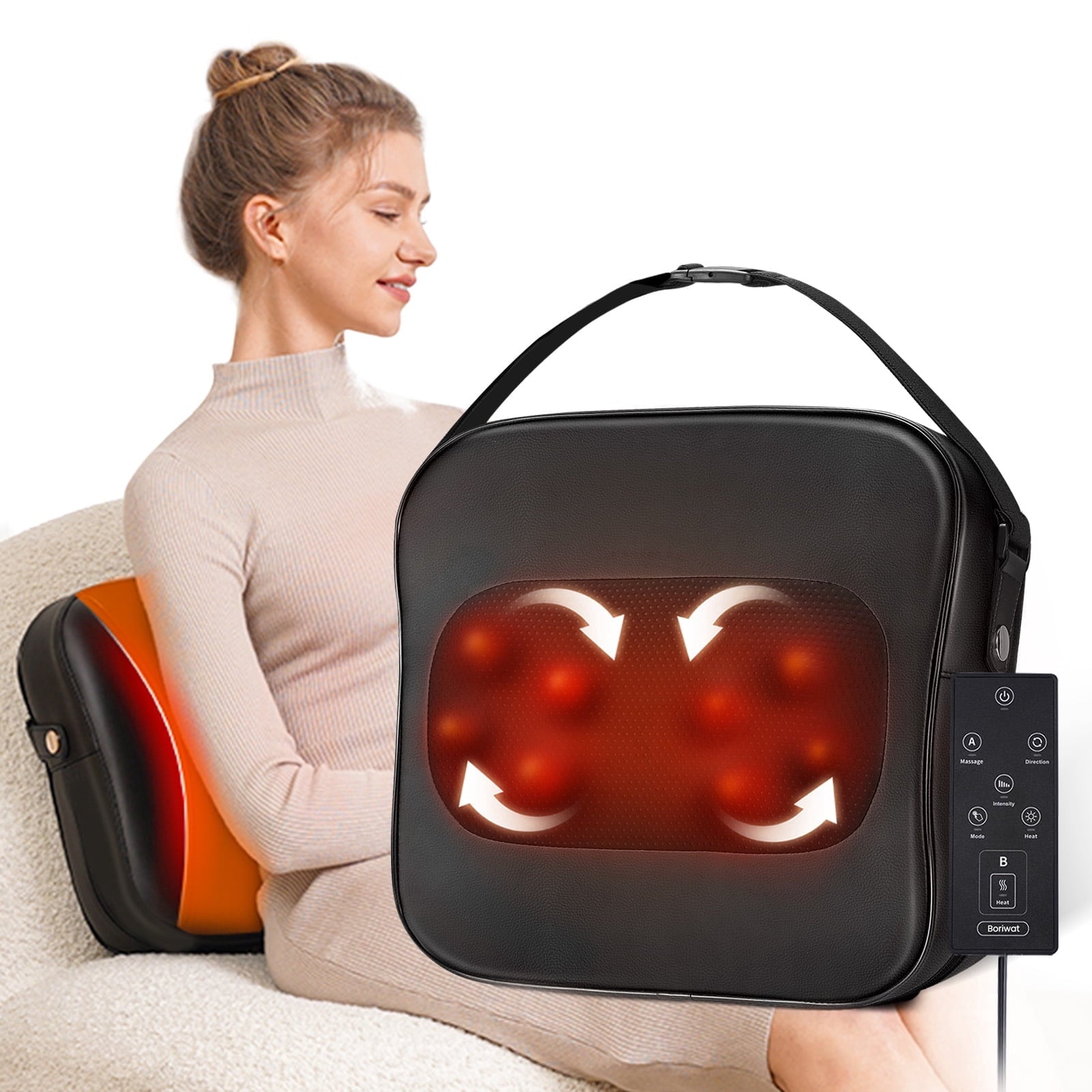 and Neck Massager with Heat, Deep Tissue Kneading Pillow for Office Chair, Gifts for Mom Dad