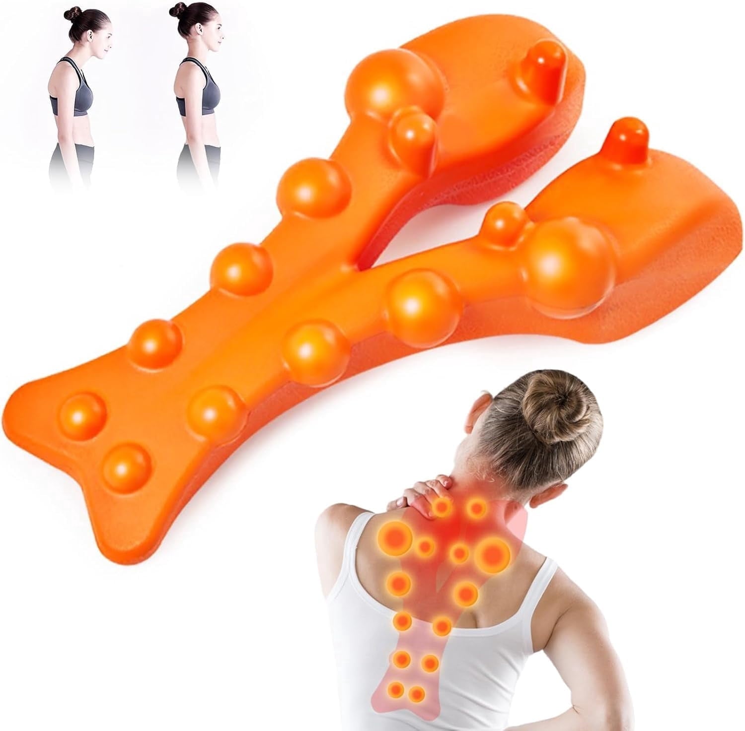 Massager - Occipital Release Tool, Neck Release Pressure Massage to Shoulder Blade (Orange)