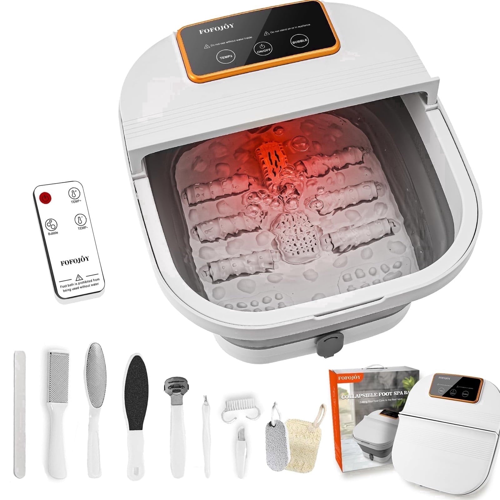 Bath with Heat, Temperature Control, Massage Rollers, Bubble & Pedicure Kit, Portable Massage for Relaxation