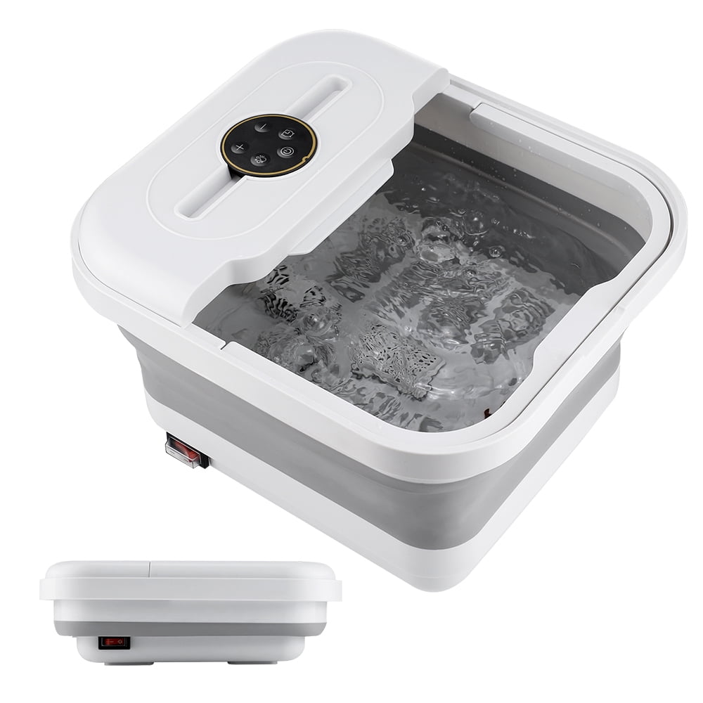 with Heat, Bubble, Temperature Control, Bath Massager with 8 Shiatsu Massage Rollers, Pedicure for Relaxation, White