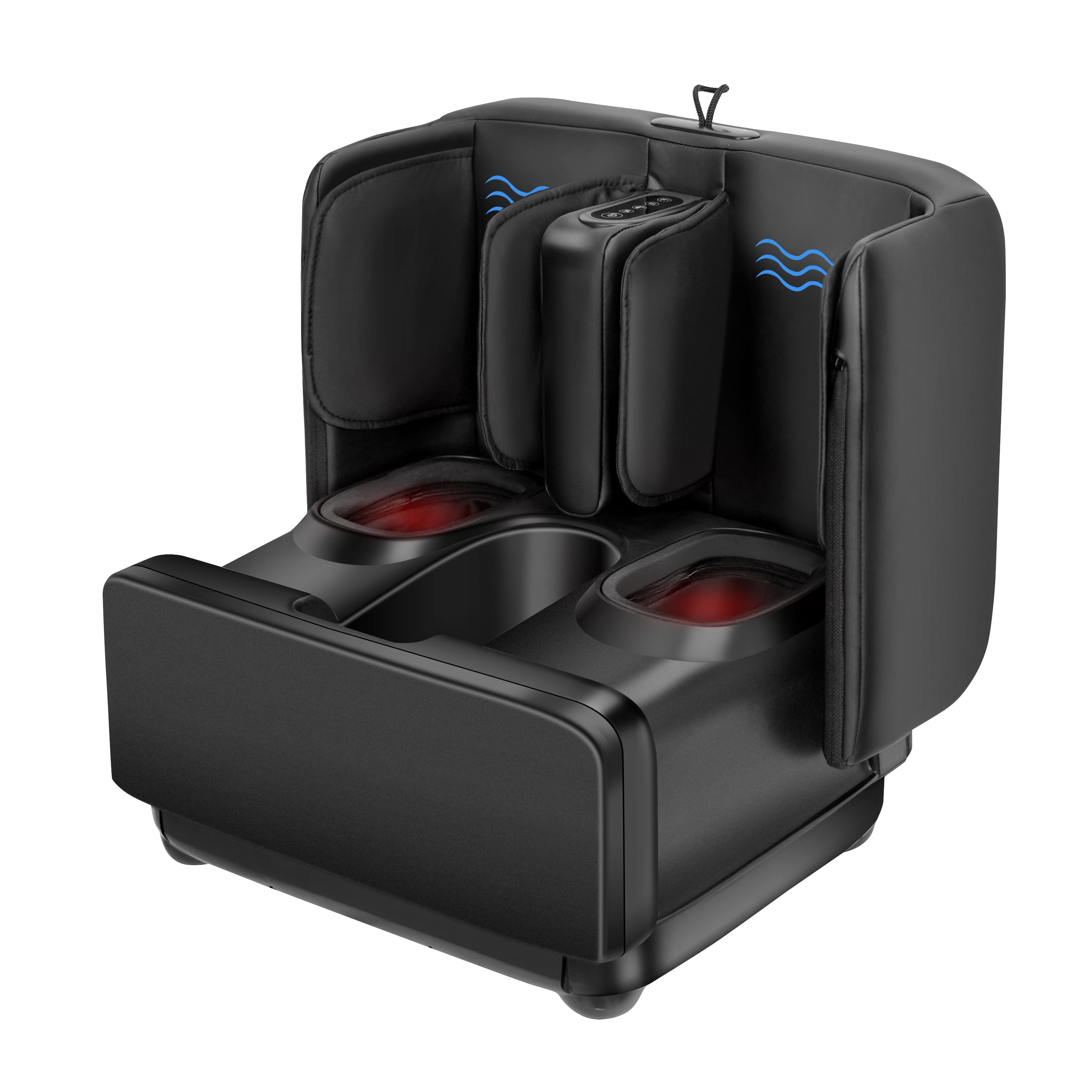 2 in 1 Foot Massager Machine & Ottoman Foot Rest Shiatsu Calf and Foot Massager with Heat Black
