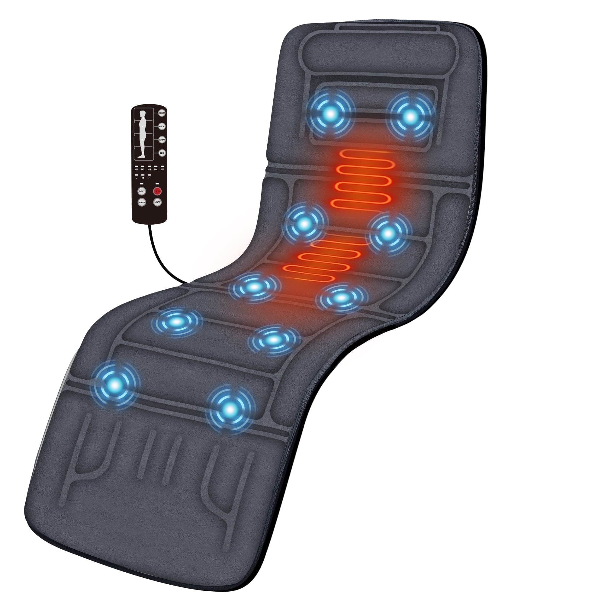Back Massager with Heating, 10 Soothing Vibration Back Massage Pad for Pain Relief, Massage Mat,Gifts