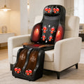Massage Chair Pad with Heat, Shiatsu Neck & Back Massager with Foot Massager, Kneading & Rolling Massage for Pain Rel...