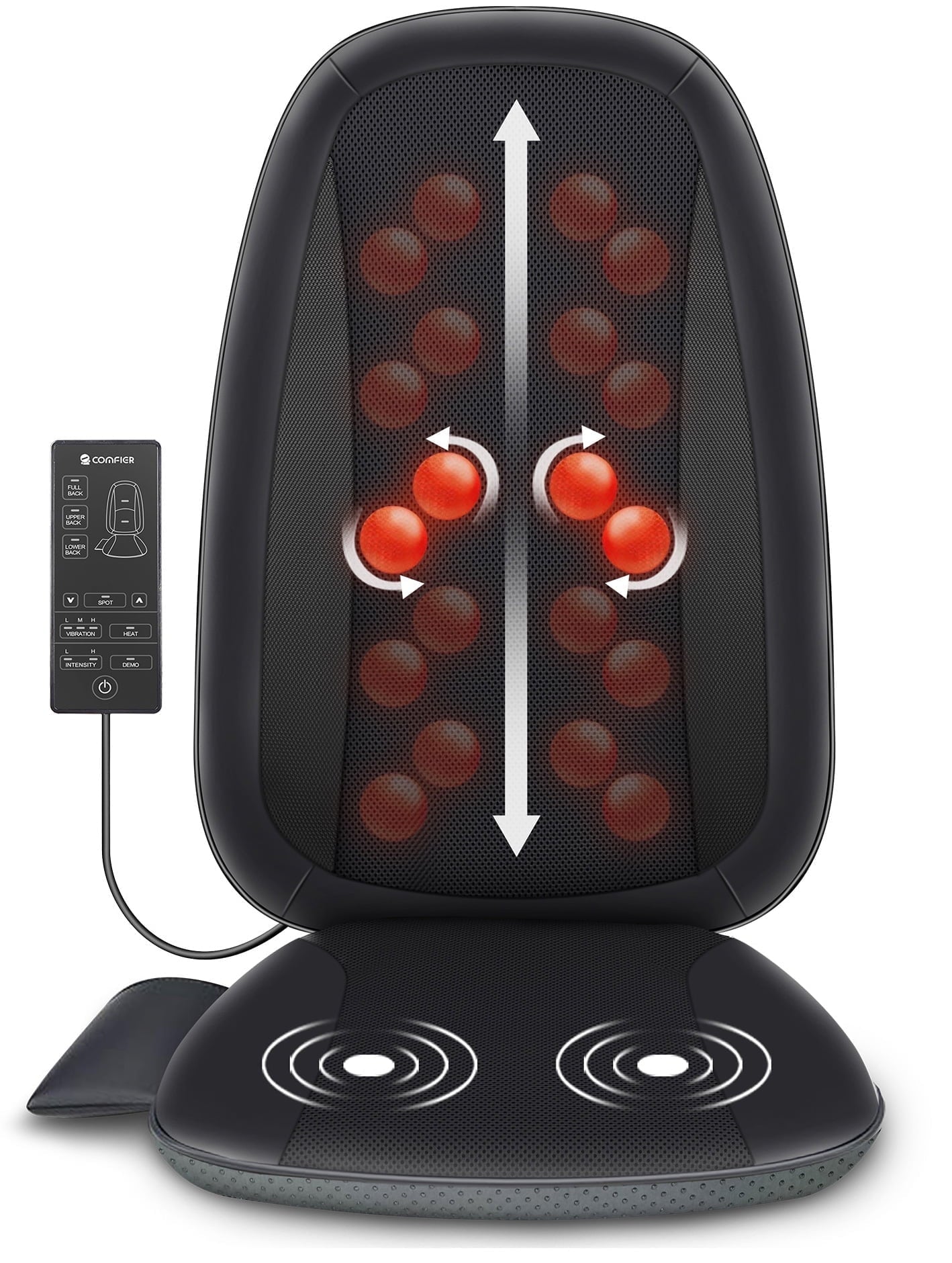 Massager with Heat Deep Tissue Kneading Massage Seat Cushion Electric Chair Pad Black