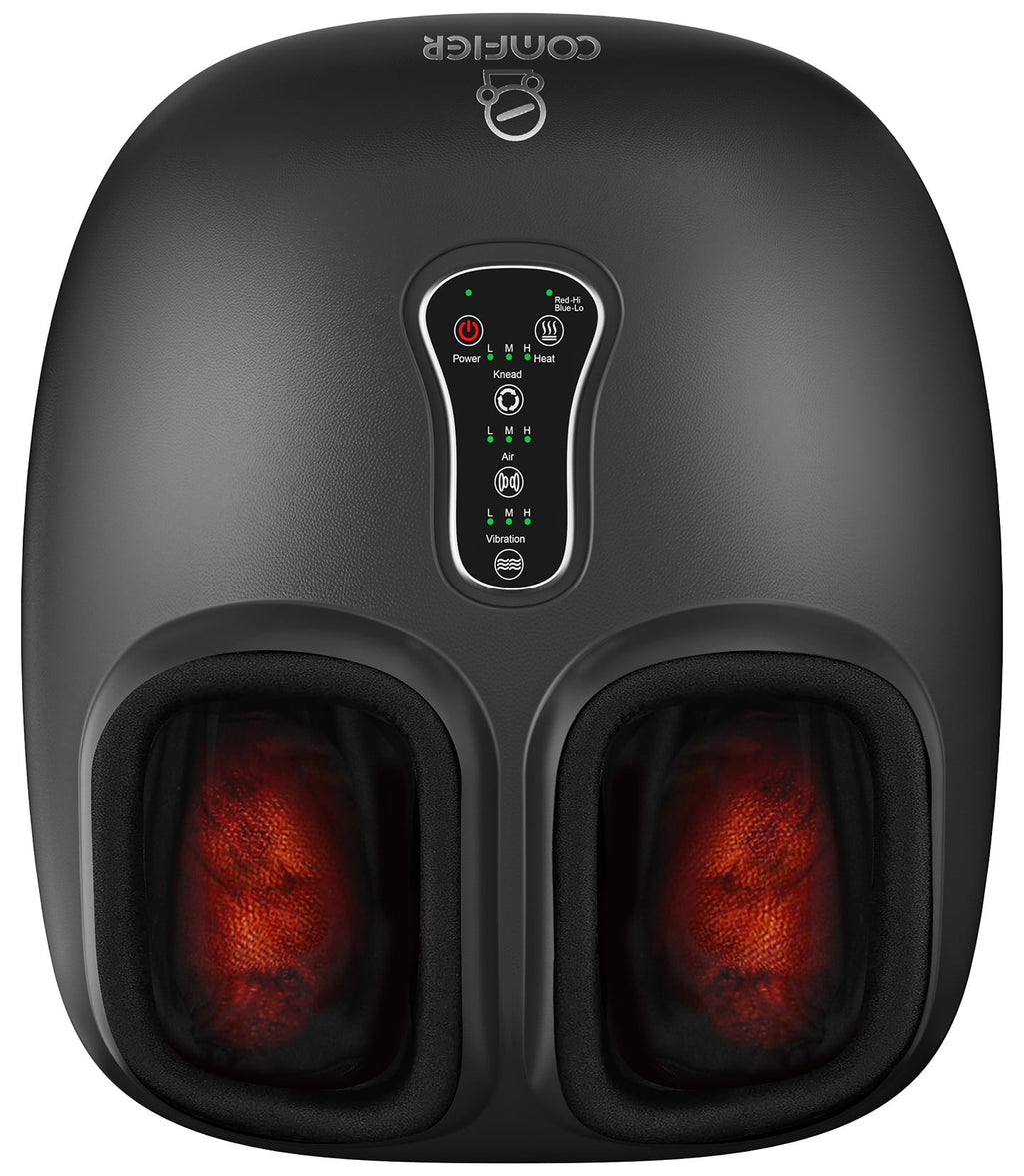 Massager with Heat Deep Kneading Feet Massage Machine for Plantar Fasciitis Blood Circulation Size Up to 13-Black