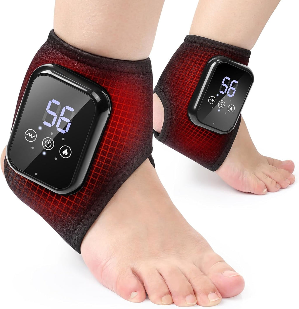with Heat, 2000mAh Battery Heating Pad with Massage, Heated Wrap Warmer Foot , 3 Vibration Modes, 3 Heat Levels, Auto...