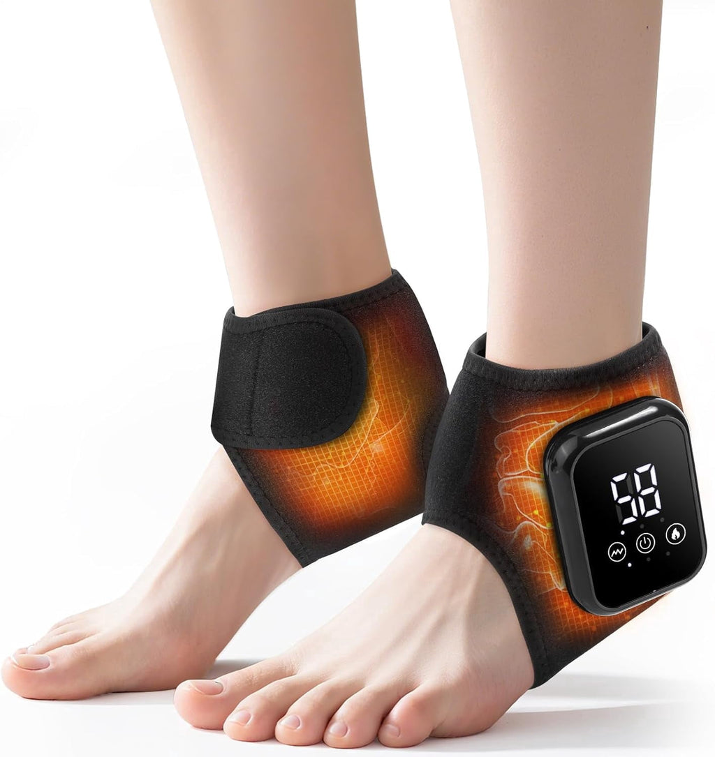 with Heat, Heating Pad for Relief, Electric Foot Heated Brace with 3 Heat Levels, 3 Vibration Modes, Relax for Left a...
