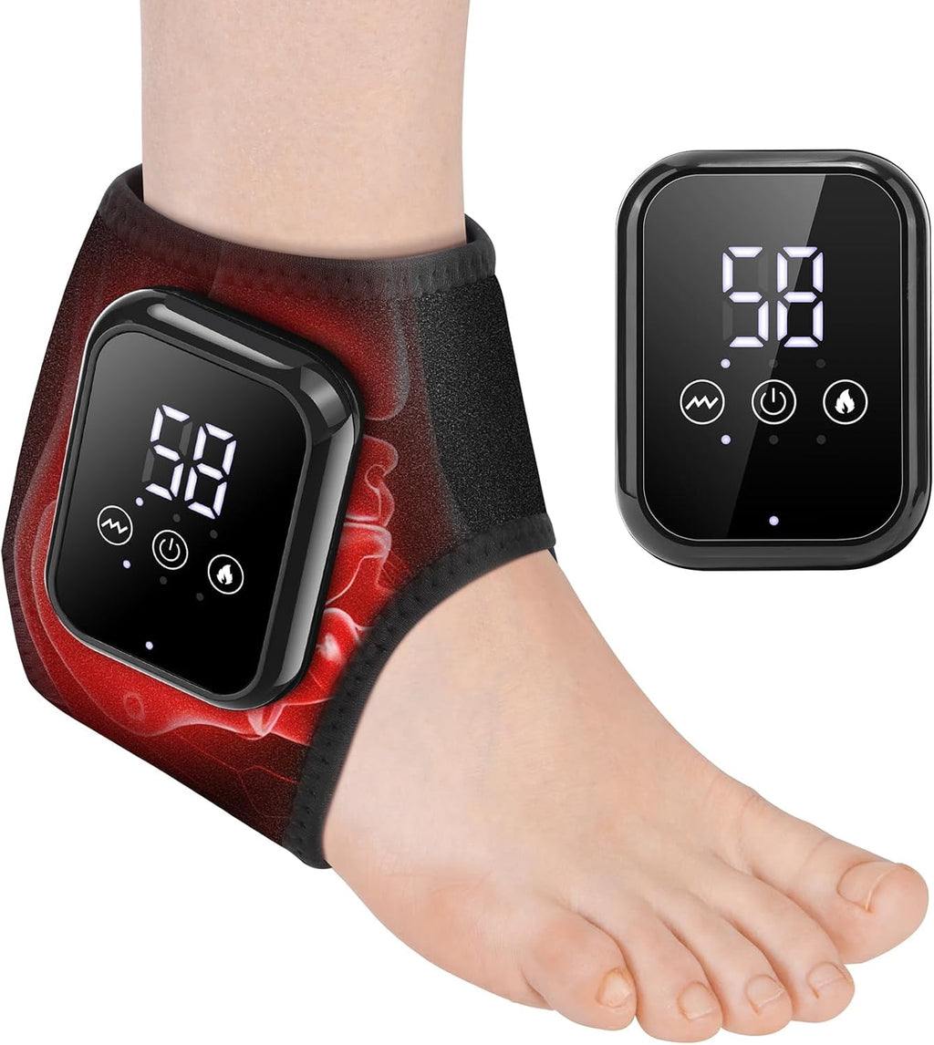 with Heat, Heating Pad for Relief, Electric Foot Heated Brace with 3 Heat Levels, 3 Vibration Modes, Relax for Left a...