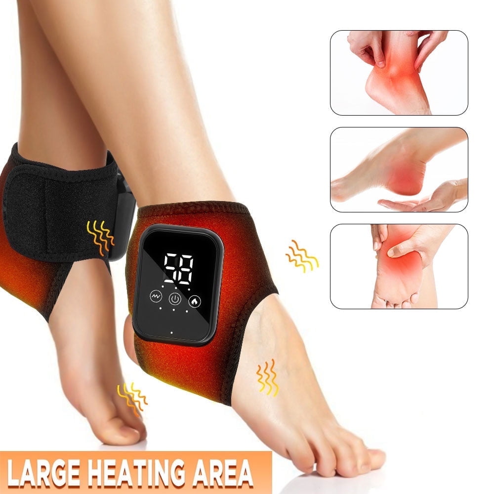 with Heat, Portable Foot , Heating Pad, USB Rechargeable Heated Brace Wrap Warmer for Plantar Fasciitis,Swelling, 3 H...