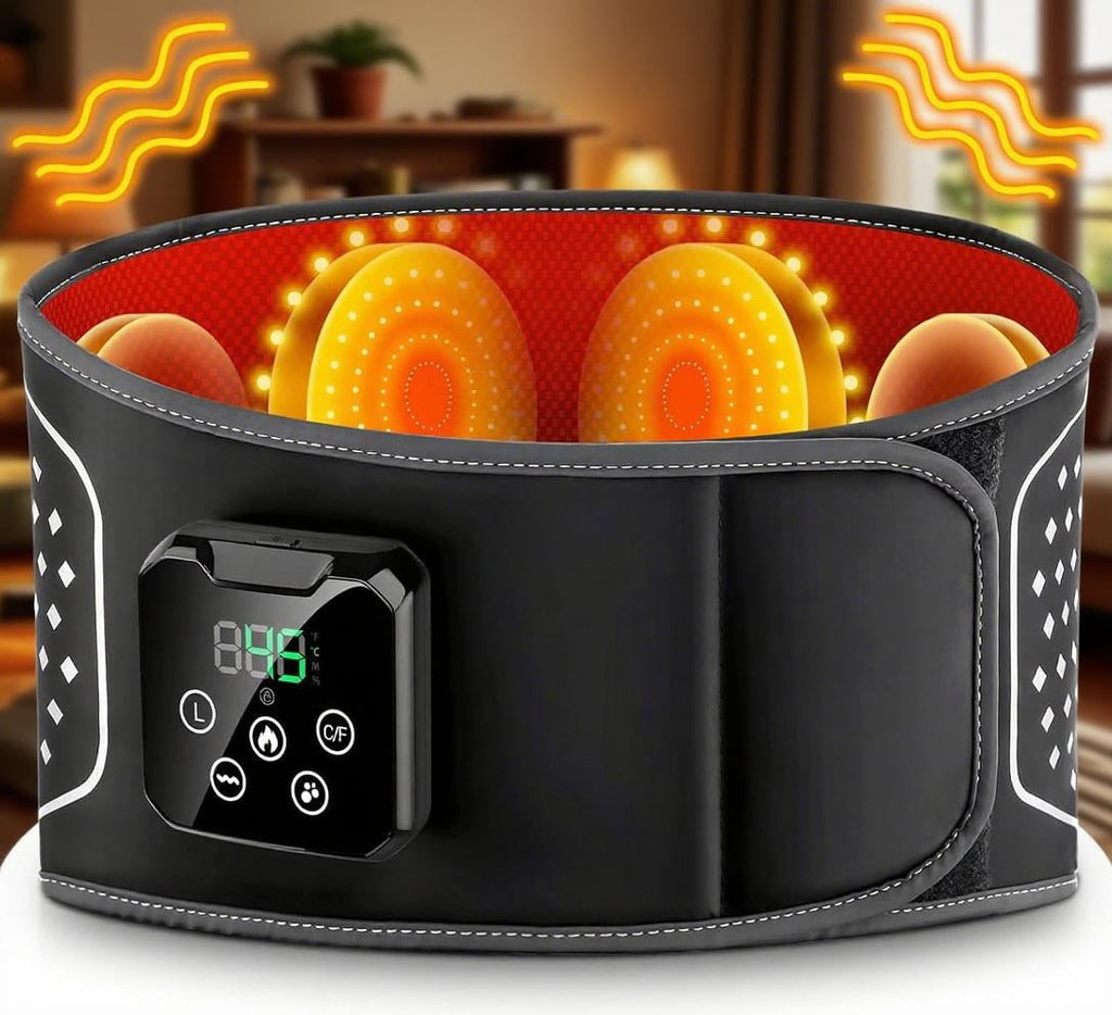 Electric Heated Massage Belt - 3 Air Compression Levels, 4000mAh High-Capacity Battery | Portable Waist Wrap for Lowe...