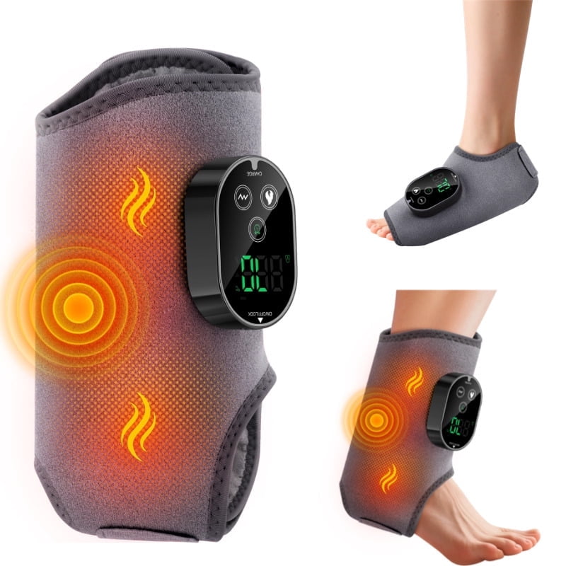 and Ankle Massager, Ankle Heating Pad with Massage, Adjustable Timer, 6 Heat Levels, 3 Vibration Modes