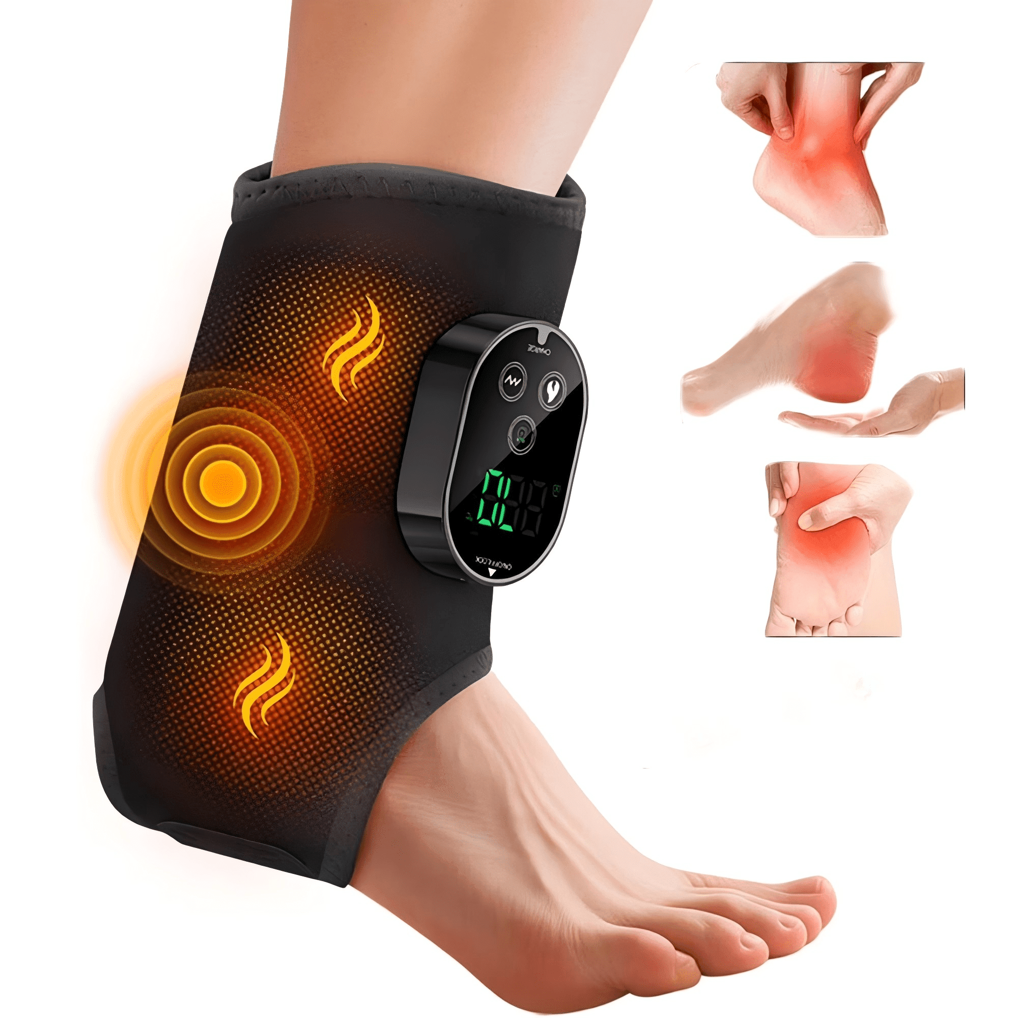 massager with Heat, Ankle Brace Wrap Warmer with 6 Heat & 3 Vibration, 3 Timer Settings, 3000mAh Battery, Ankle Heati...
