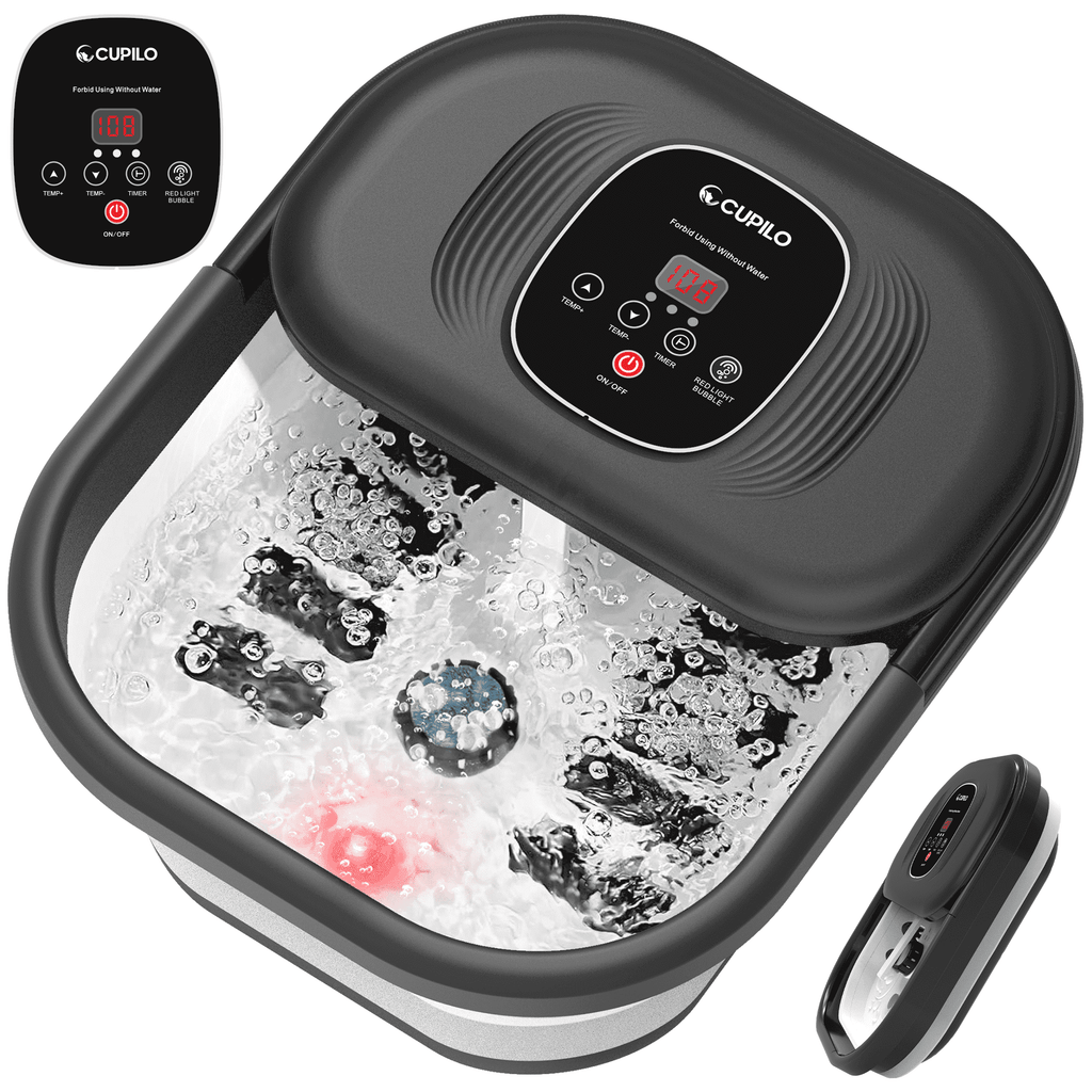 Spa Massager with Heat, Bubble, Red Light, Vibration, Temperature Control, Timer, Pedicure Bath Massager Soaker with ...
