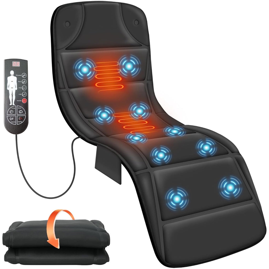 Massage Mat with Heat, Vibration Back Massage Pad, Massager for Neck Back Pain, Massage Mattress Pad, Gifts for Men W...