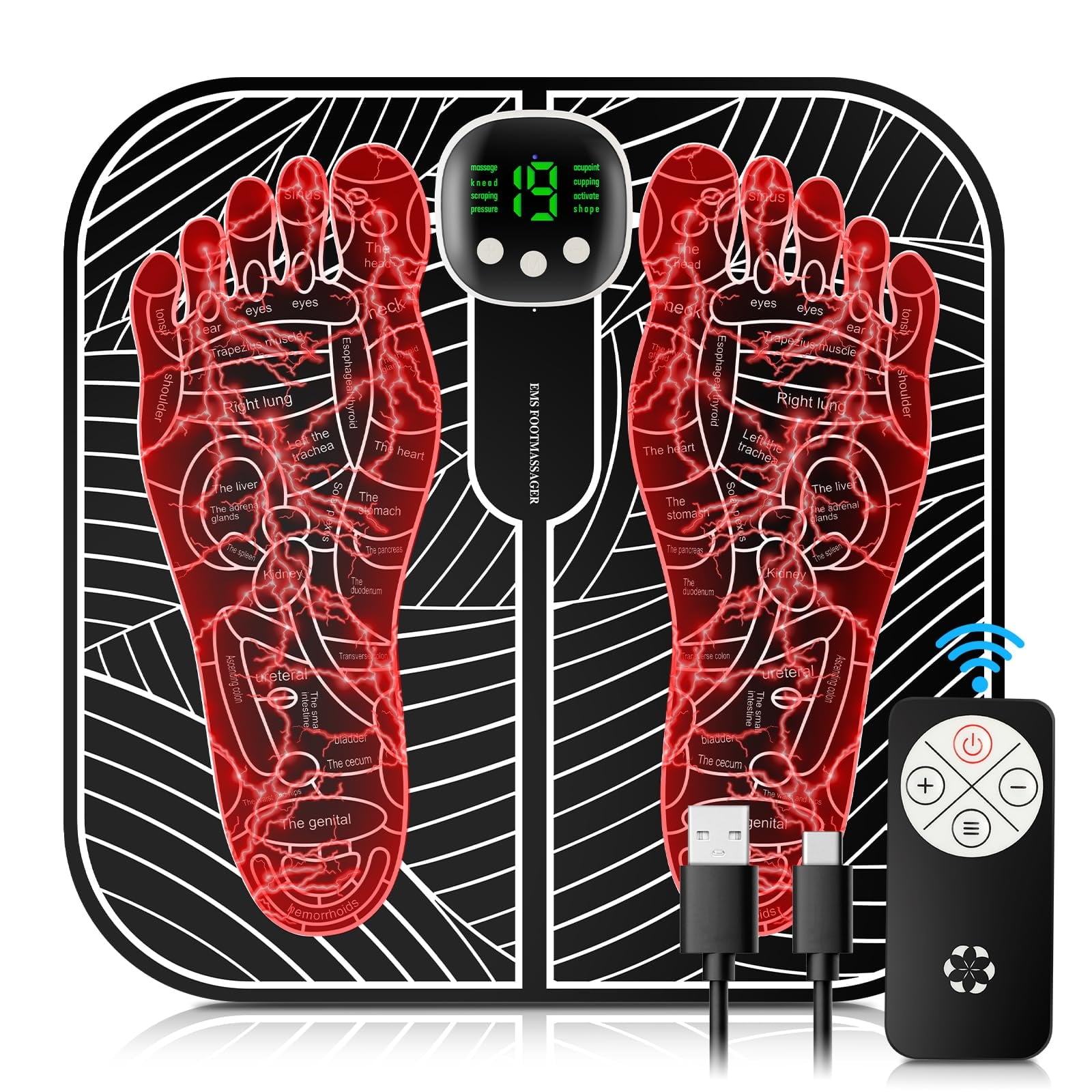 Massager with Remote Control, Feet-Massager-for-Plantar-Fasciitis, Neuropathy-Pain-Relief for Feet and Improved Circu...