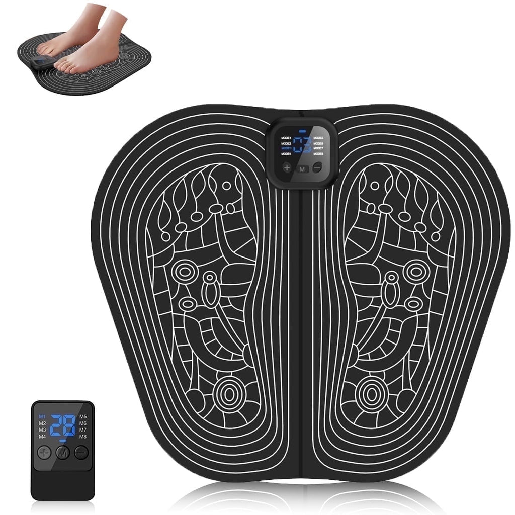 Electric Foot Massager Mat Pad Remote Control USB LED Portable Rechargeable for Men Women 8 Modes 30 Intensity Levels