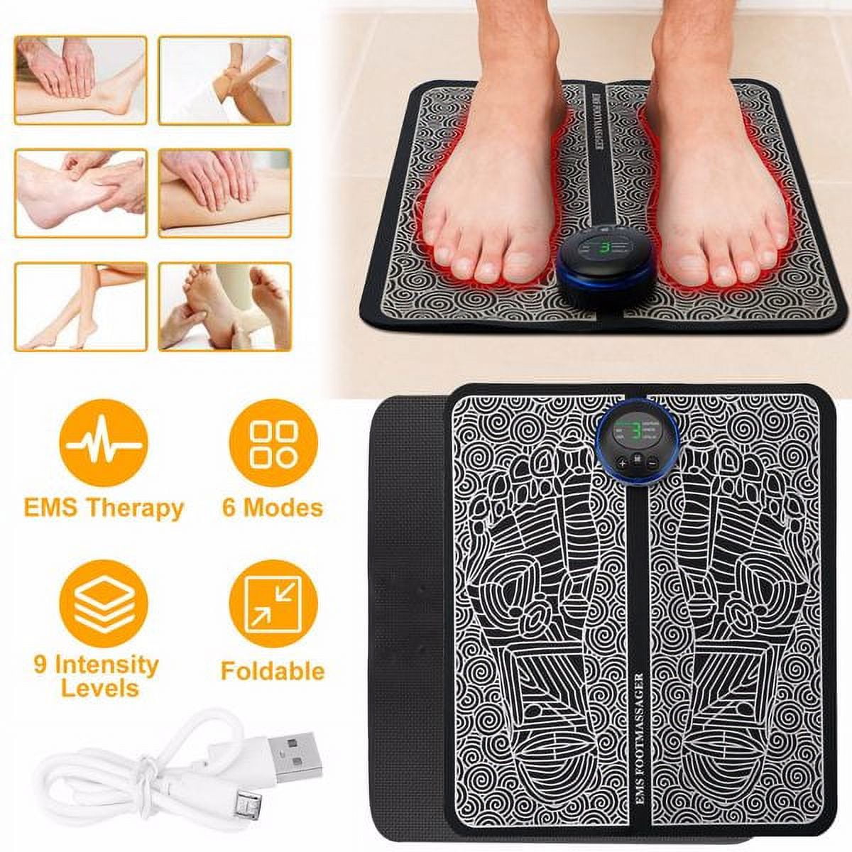 Pad Electric Stimulator r Unit Rechargeable Leg Reshaping Muscle Pain Relax Mat w/ 6 Modes 9 Intensity Levels