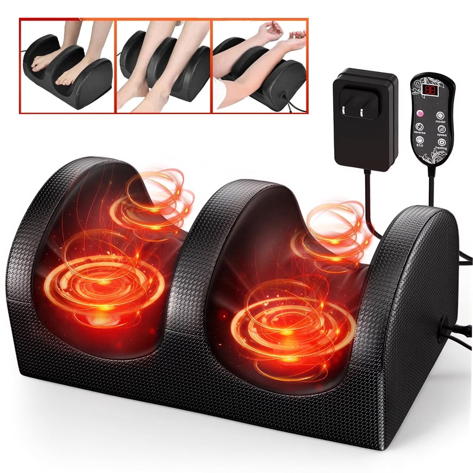 Electric Foot Massager Machine with Heat, Shiatsu Kneading Feet and Calf Massagers for Relaxation, Plantar Fasciitis ...
