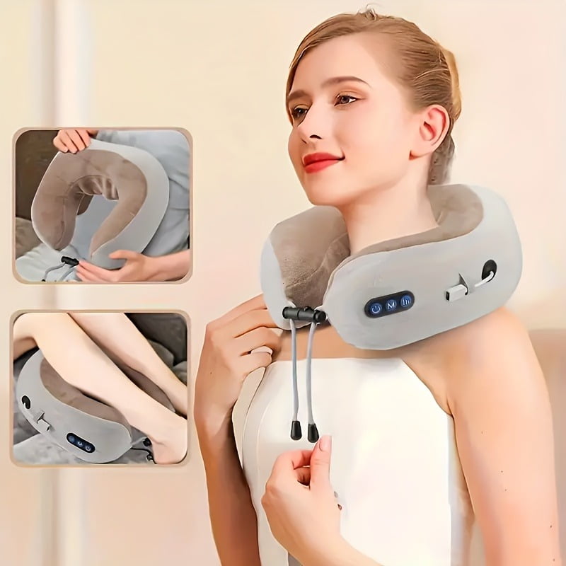 Electric Neck Massager, U-shaped Massage Pillow, Neck Massager, Durable Memory Sponge, Massage Pillow with Heat, Deep...