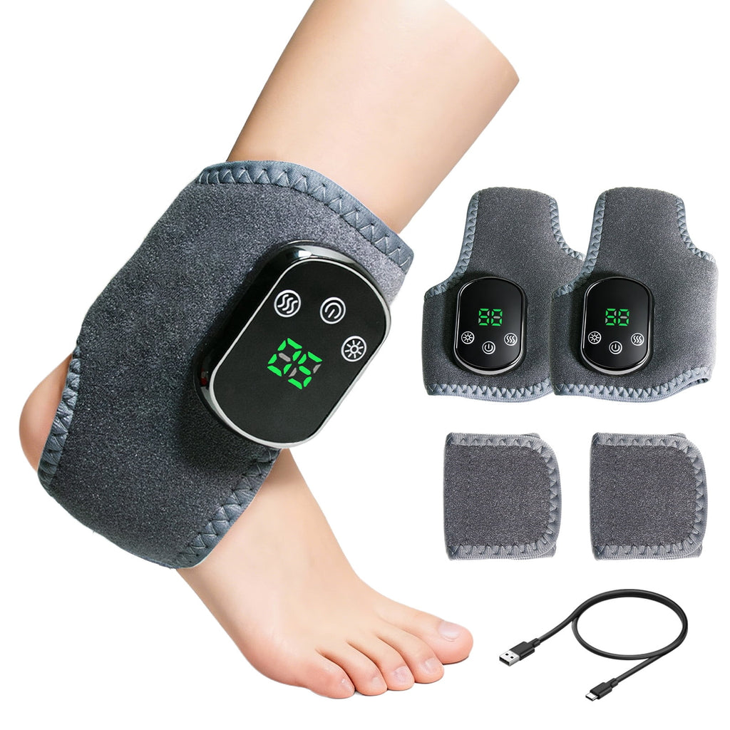 Portable Feet & Ankle Massager with 3-Speed Vibration and 5-Temperature Settings (104°F-140°F),Touch Screen for All A...