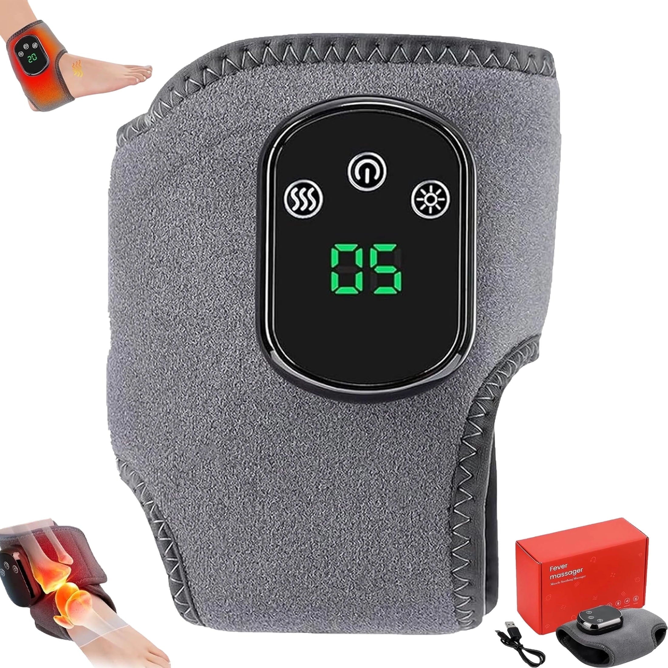 Wireless Triple Therapy Massager with 3-Speed Vibration & 5-Temperature Heat Settings,Touch Screen for Home,Office,Tr...