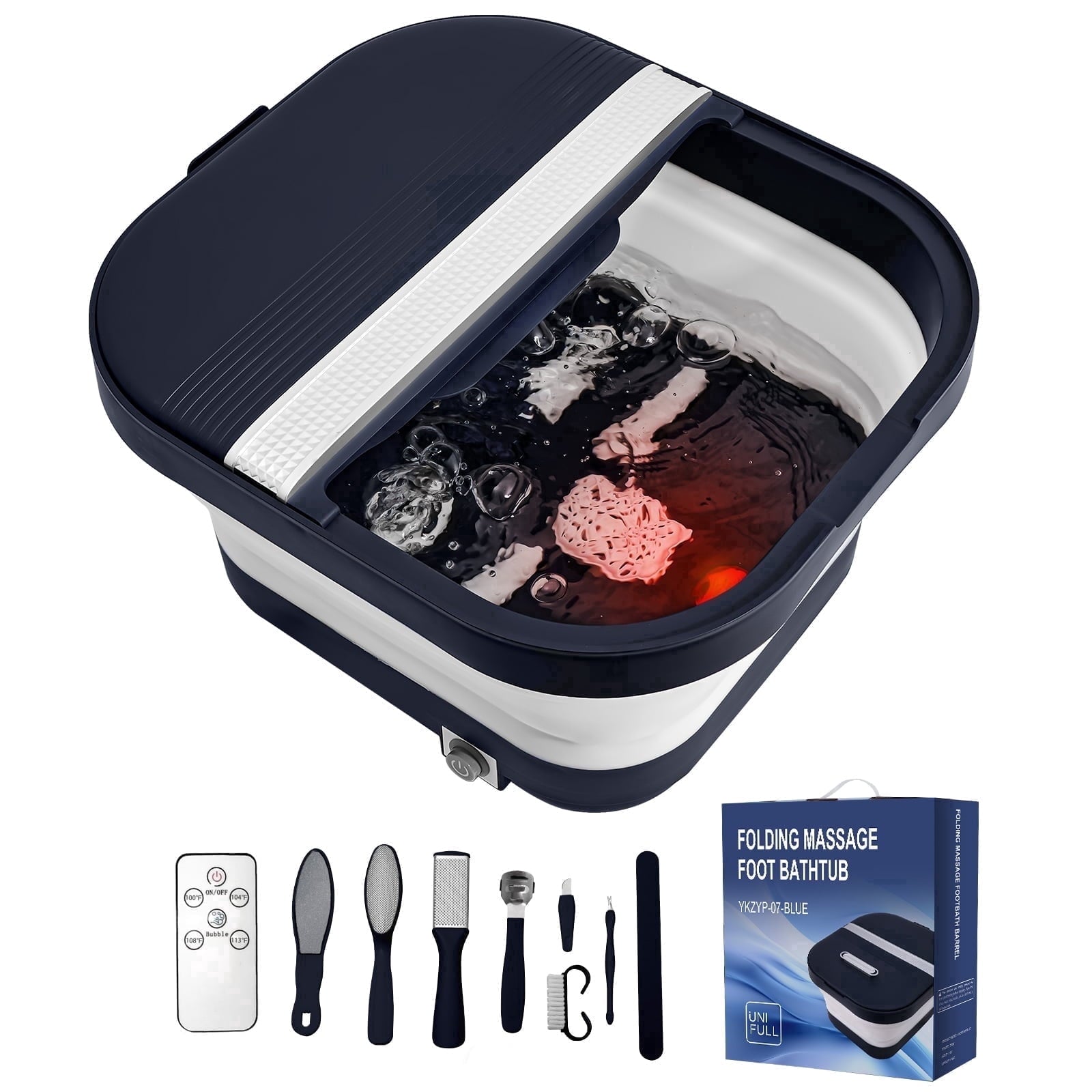 with Heat, Remote Control, Massage Rollers, Bubble, Pedicure Kit