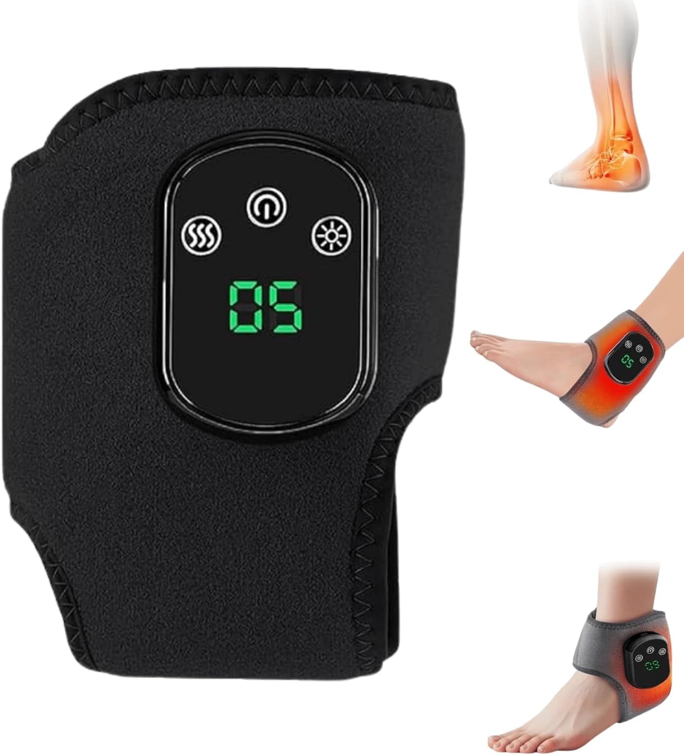 for Neuropathy Pain Relief, 3 Speed Vibration and 5 Heat Settings, Portable Rechargeable Ankle with Touch Screen, Imp...