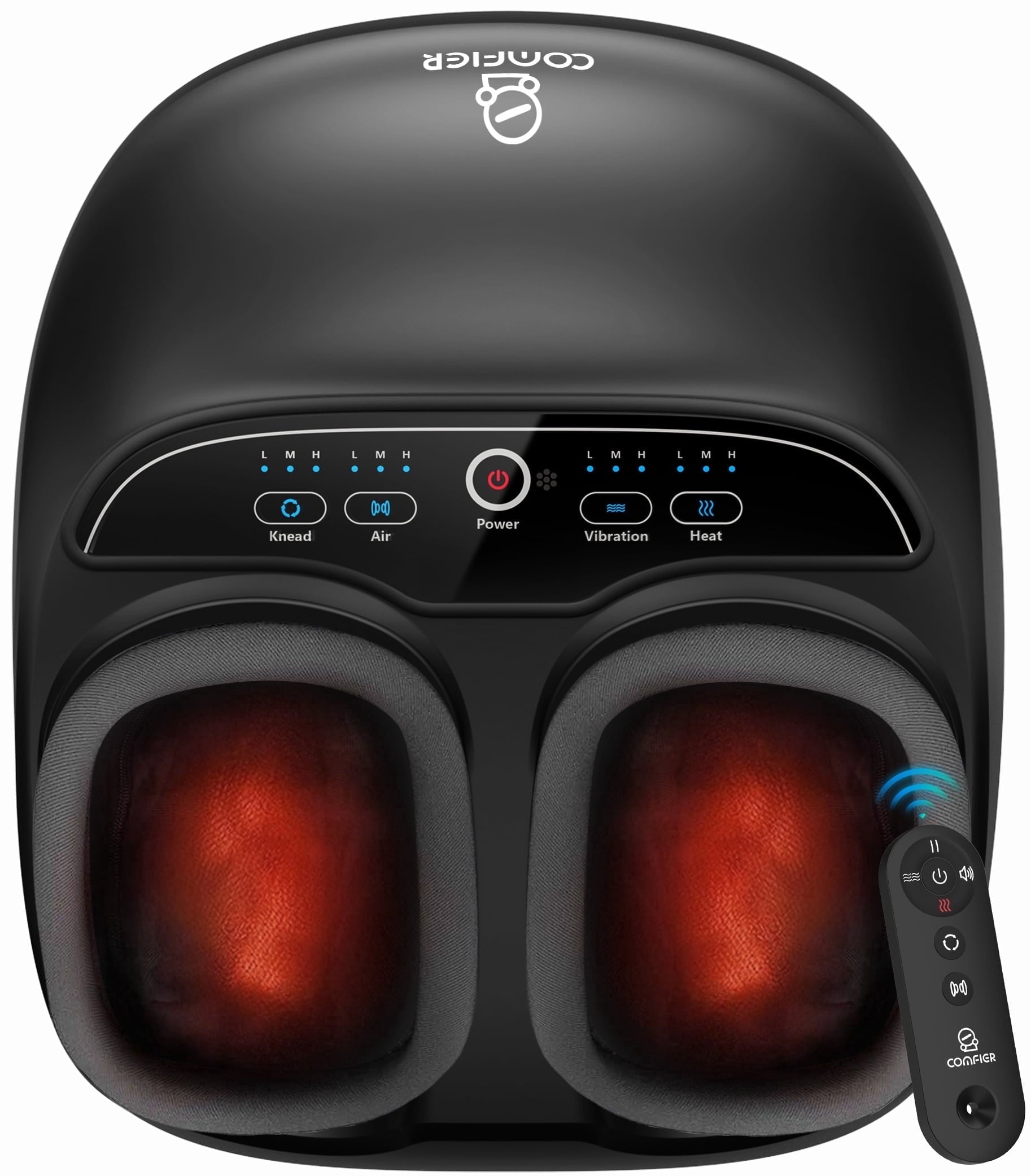 with Heat, Shiatsu Massage Machine with Remote for Plantar Fasciitis, Neuropathy, Circulation, Max Size 13, Black, Gifts