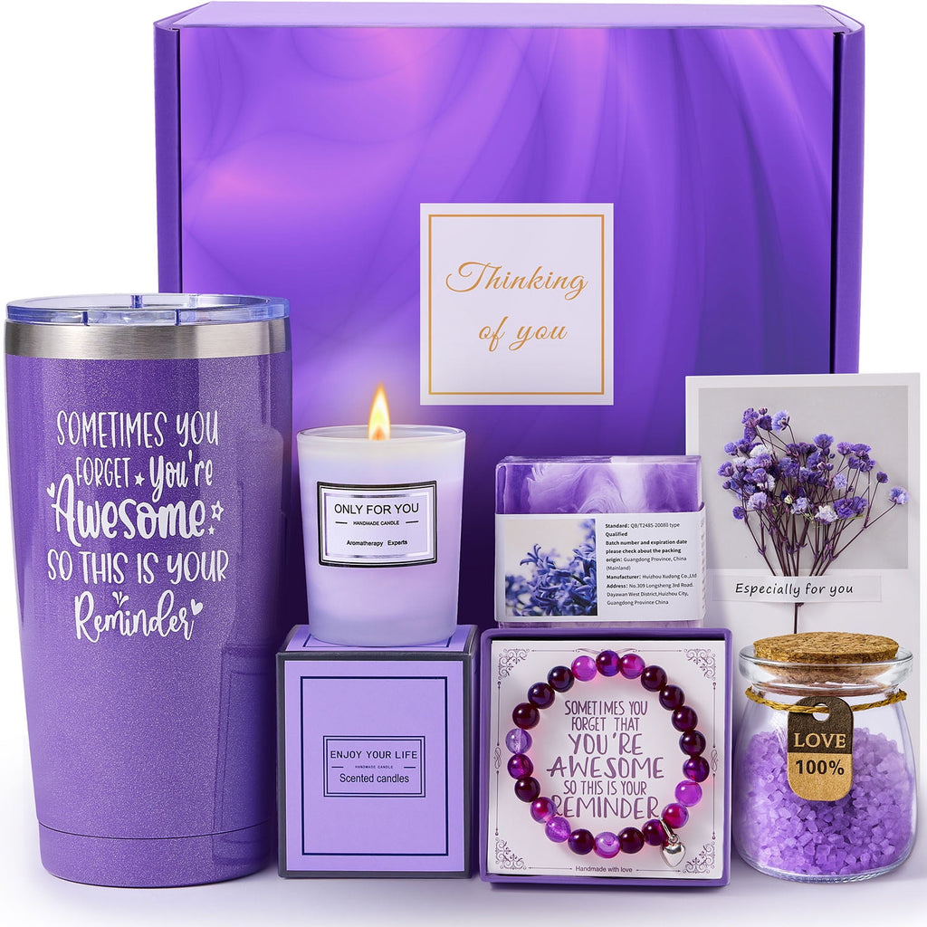 for Women Mom Best Friend, Unique Birthday Valentines Mothers Day Christmas for Women, Lavender Spa Gift Basket Set f...