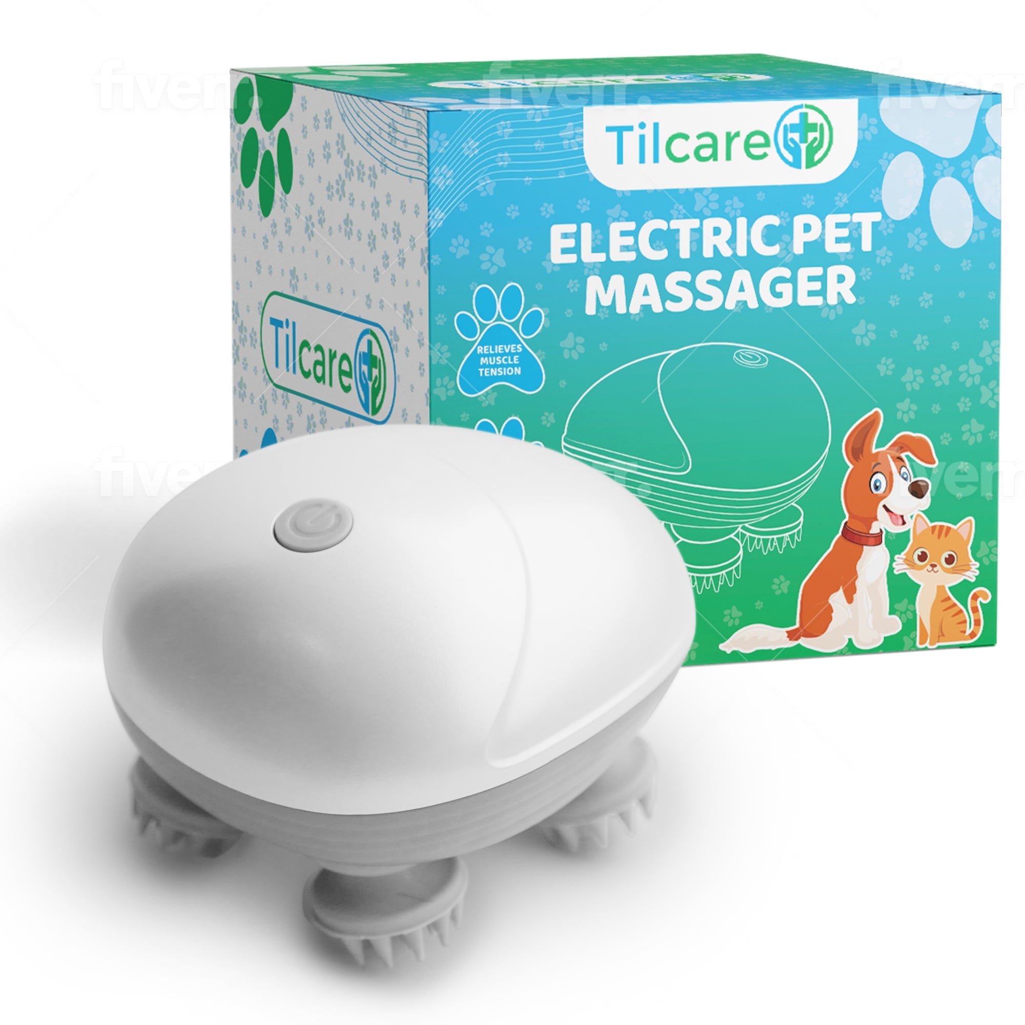 Pet Massager for Dogs and Cats - Electric Cat and Dog Massage Tool - Head and Back Scratcher for Relieving Tension, T...