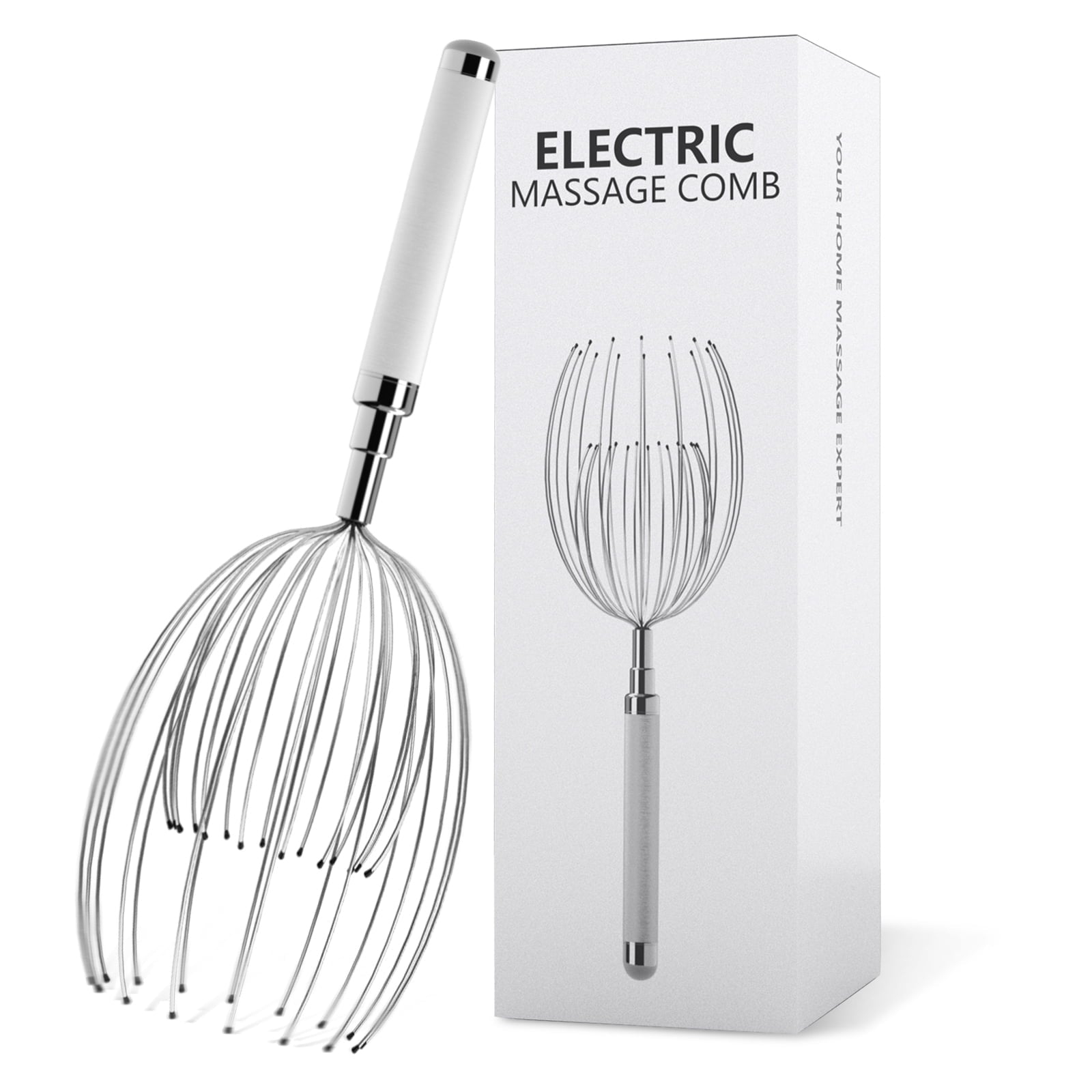 Electric with 20 Metal Fingers Scratcher & Hair Massage Tool, Waterproof Relaxation Device for Men and Women