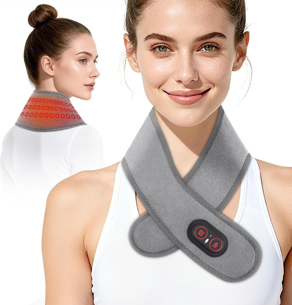 Cordless Massager, Rechargeable Scarf with 3000mAh Power Bank, 3 Heat Settings & Vibration Massage, Muscle Relaxation...