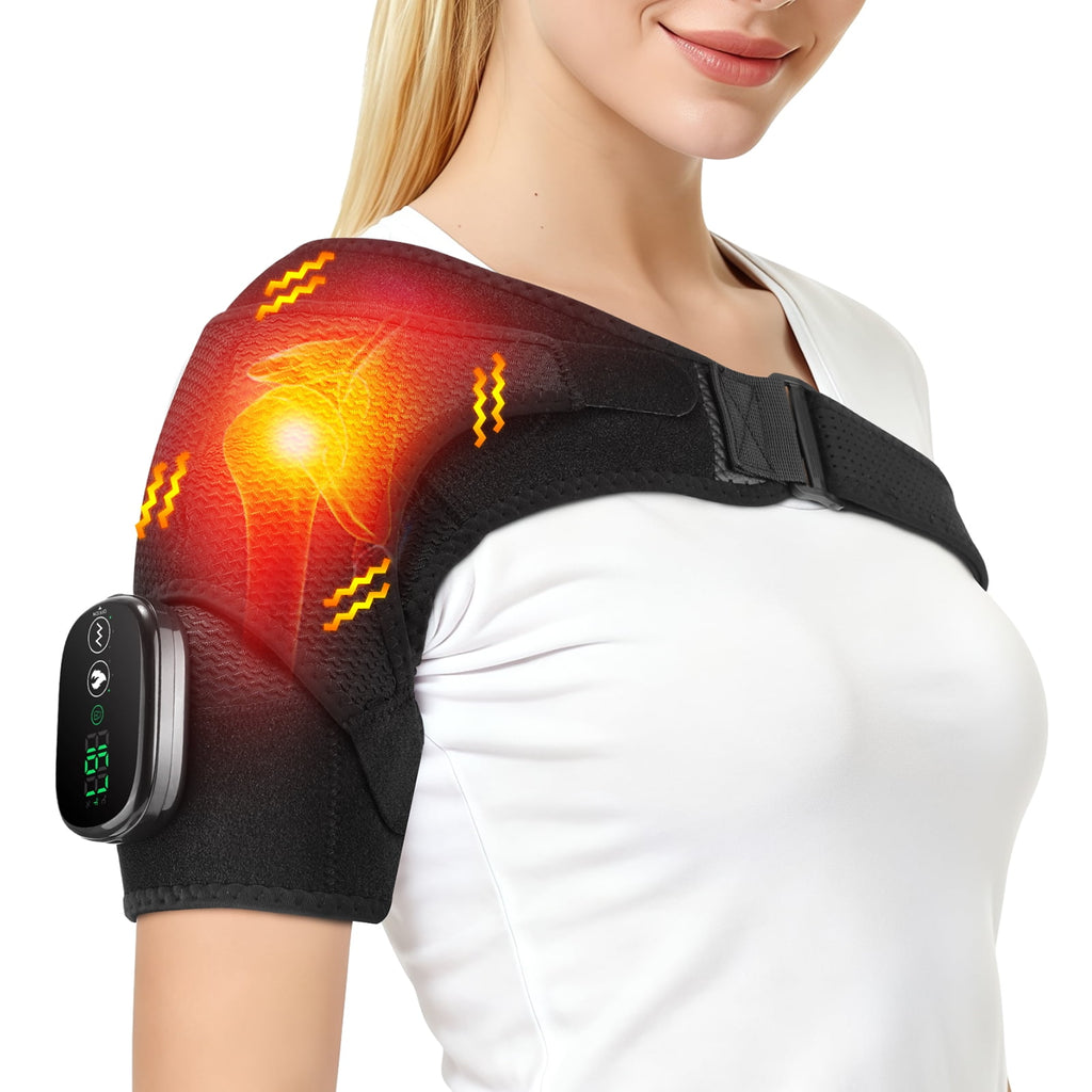 Wrap with Massage for Muscle Relief, Massage with 3 Heat & Vibration Settings, Electric Heating Pad Massager for Men ...