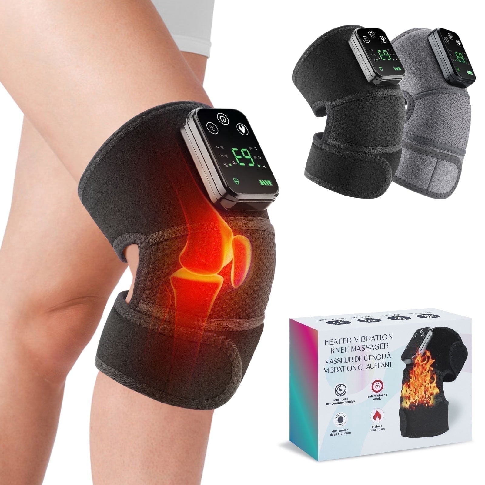 Shoulder Elbow 3-in-1 Vibration , Portable Wireless Heated Brace Wrap Relax for Office, Study