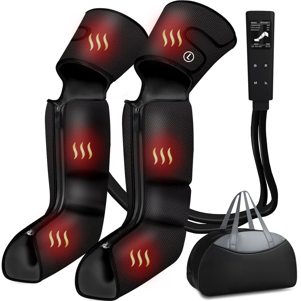 with Heat, Air Compression for Calf, Thigh, and Knee, 3 Zone Foot for Muscle Fatigue, Swelling, Varicose Veins Relief...