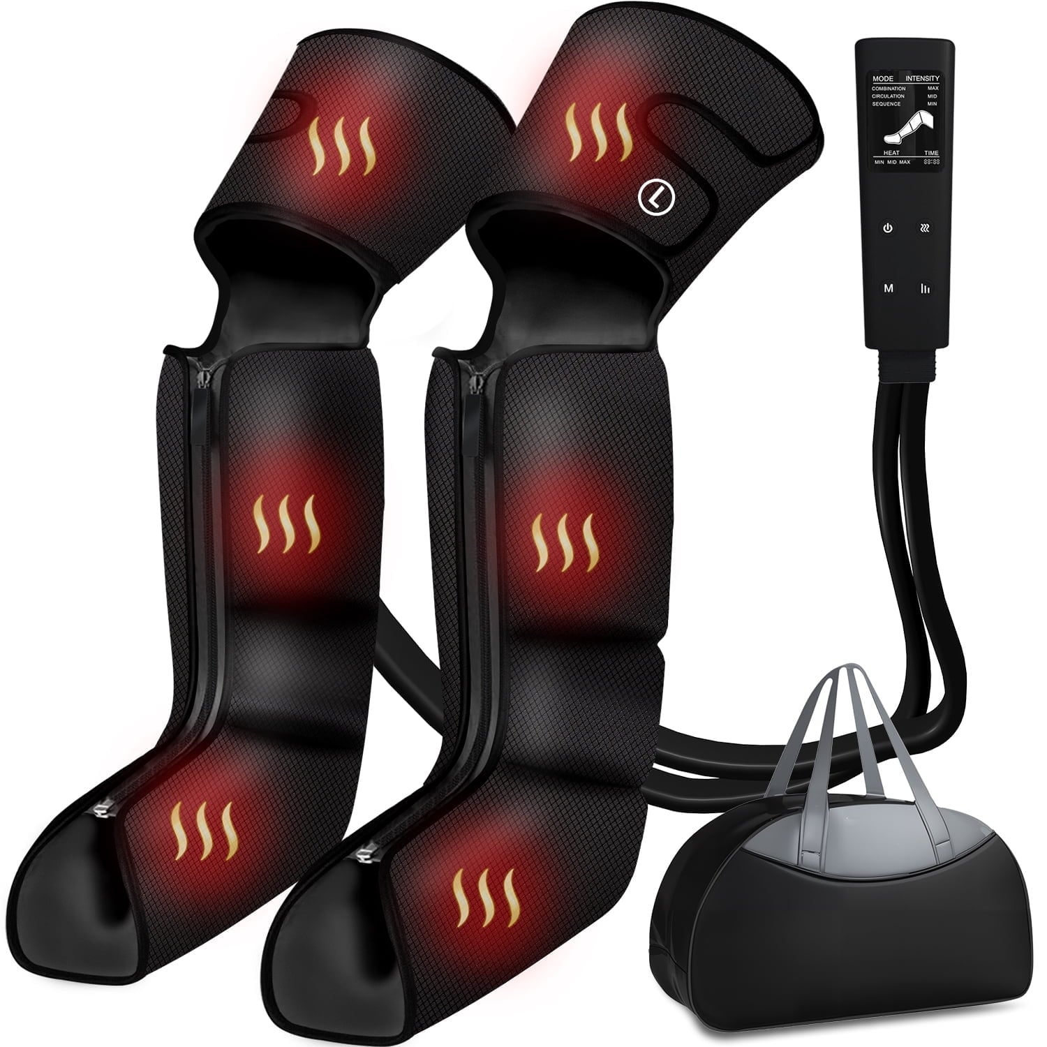 with Heat, Air Compression for Calf, Thigh, and Knee, 3 Zone Foot for Muscle Fatigue, Swelling, Varicose Veins Relief...