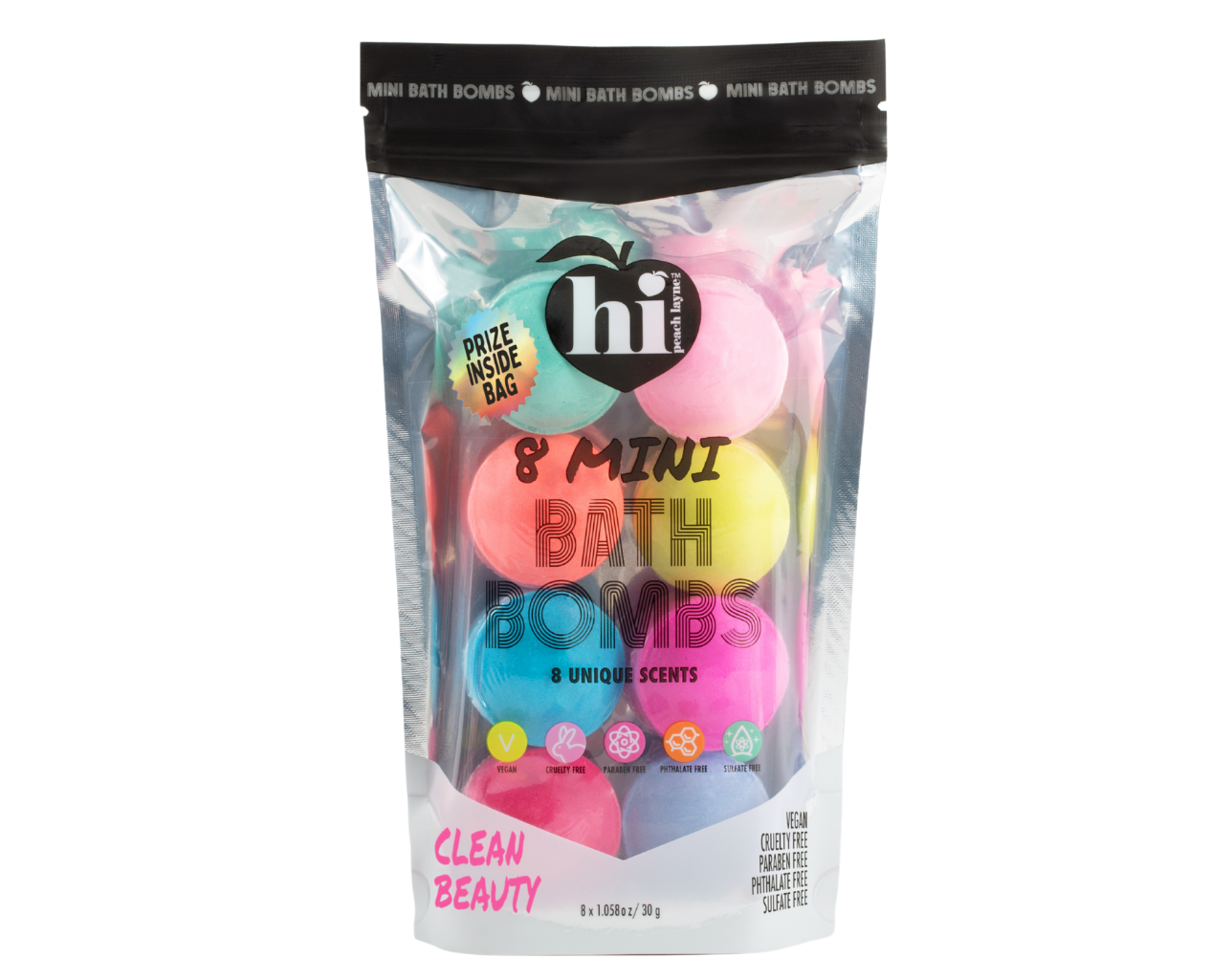 Mini Bath Bomb Bag, 8 Assorted Scents with Surprise Prize, 1.06 oz Each