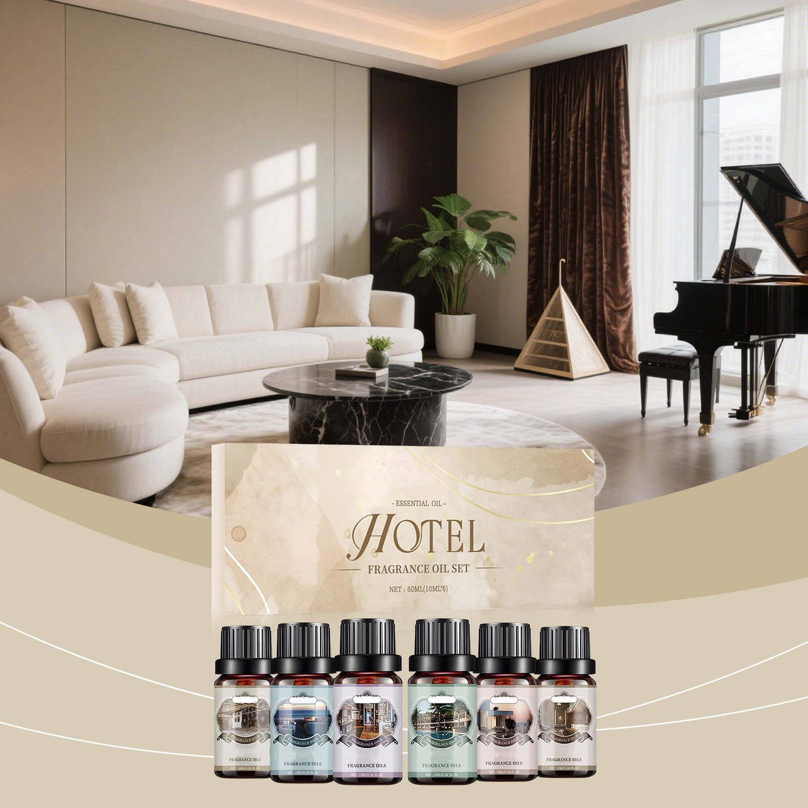 Essential Oils Gift Set - 6 Bottles, Long Lasting Fragrance for Home, Office, Spa & Travel, Multiple Scents, 60ml Rel...