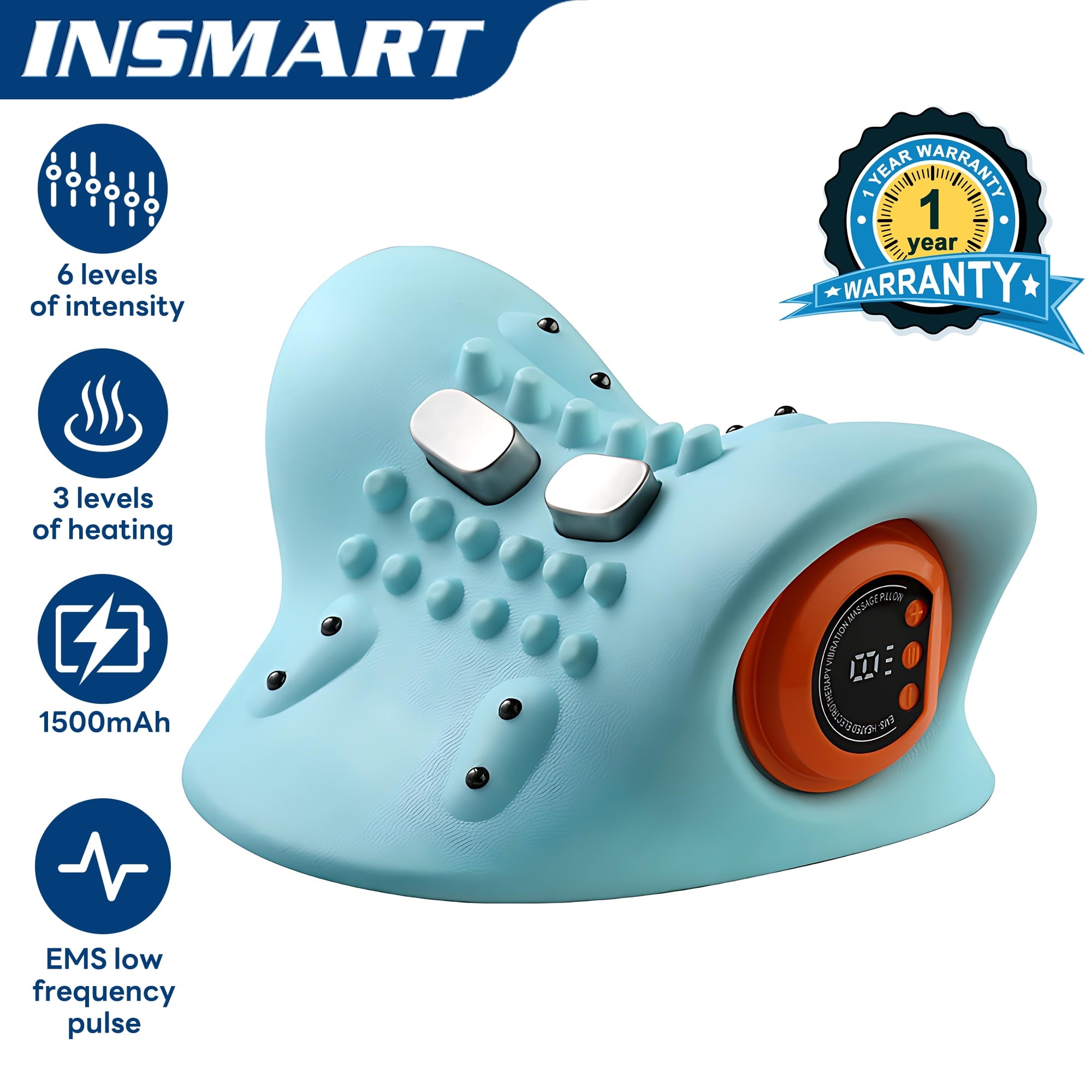 with Pulse, 6-Level Intensity & Magnetic Heat Massage Portable Cervical Relief for Muscle Stiffness and Fatigue