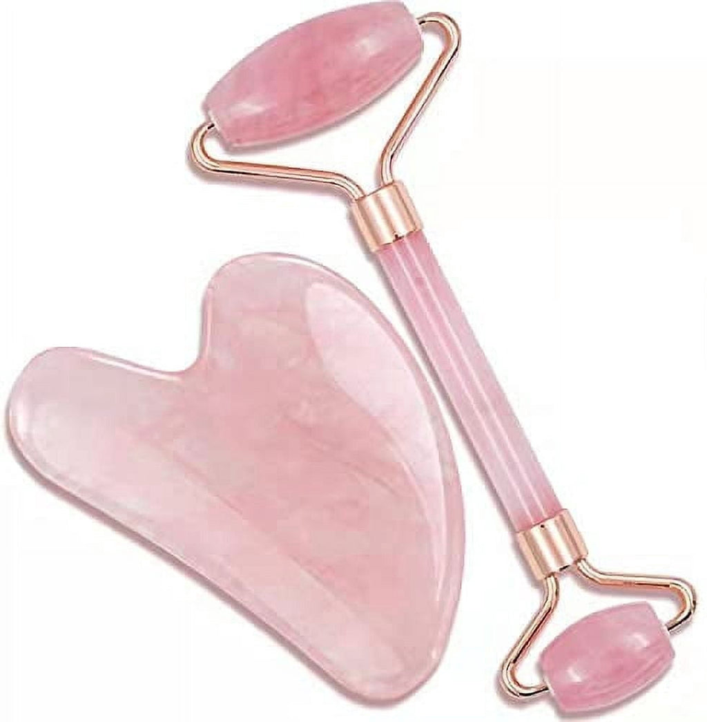 & Gua Sha, Facial Beauty sets, Rose Quartz Massager for Face, Eyes, Neck, Relieve Fine Lines,Wrinkles,and Muscle Rela...