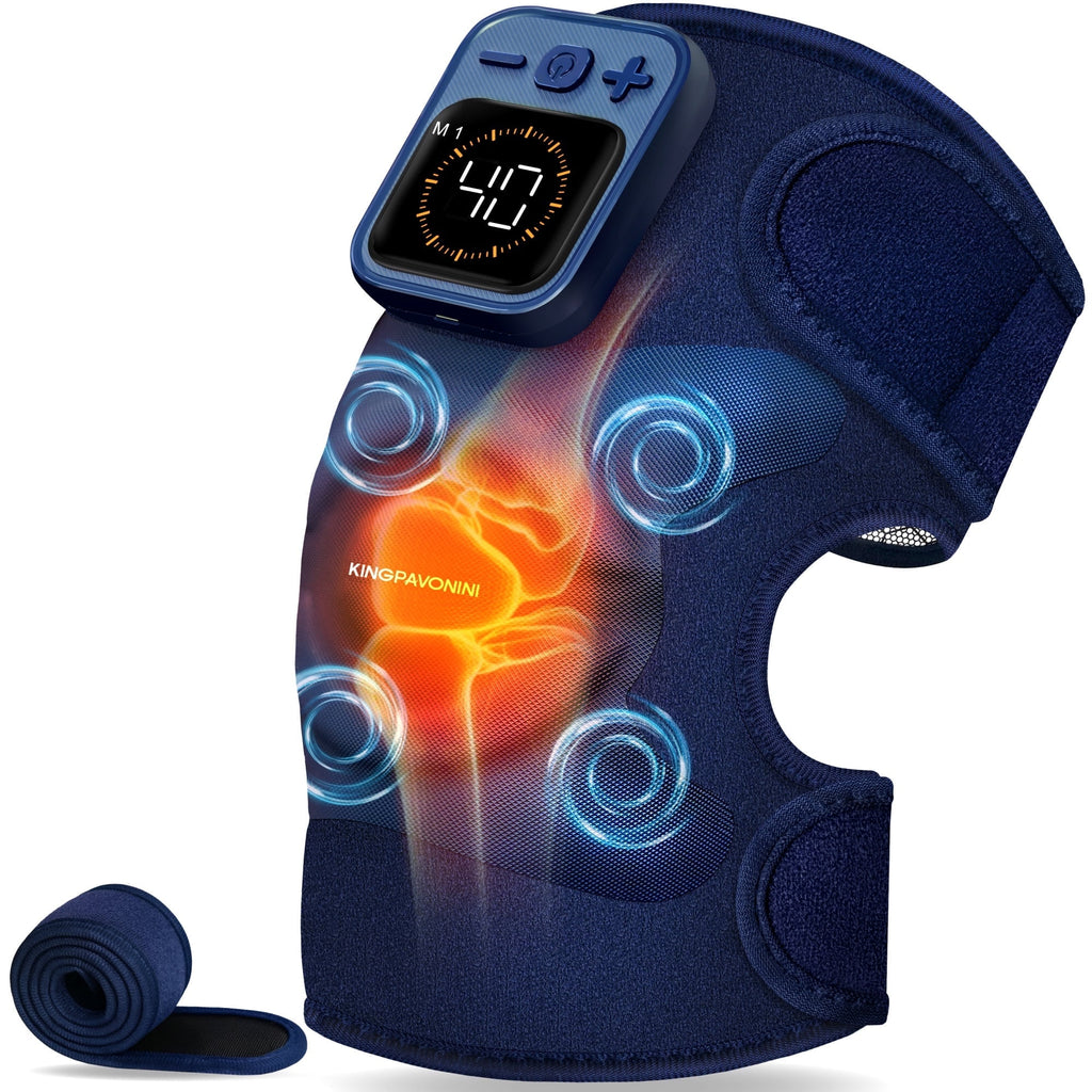 Wireless Knee Massager with Heat and Vibration for Knee, Shoulder, Elbow, Newly 4 Motors, 1 Pack