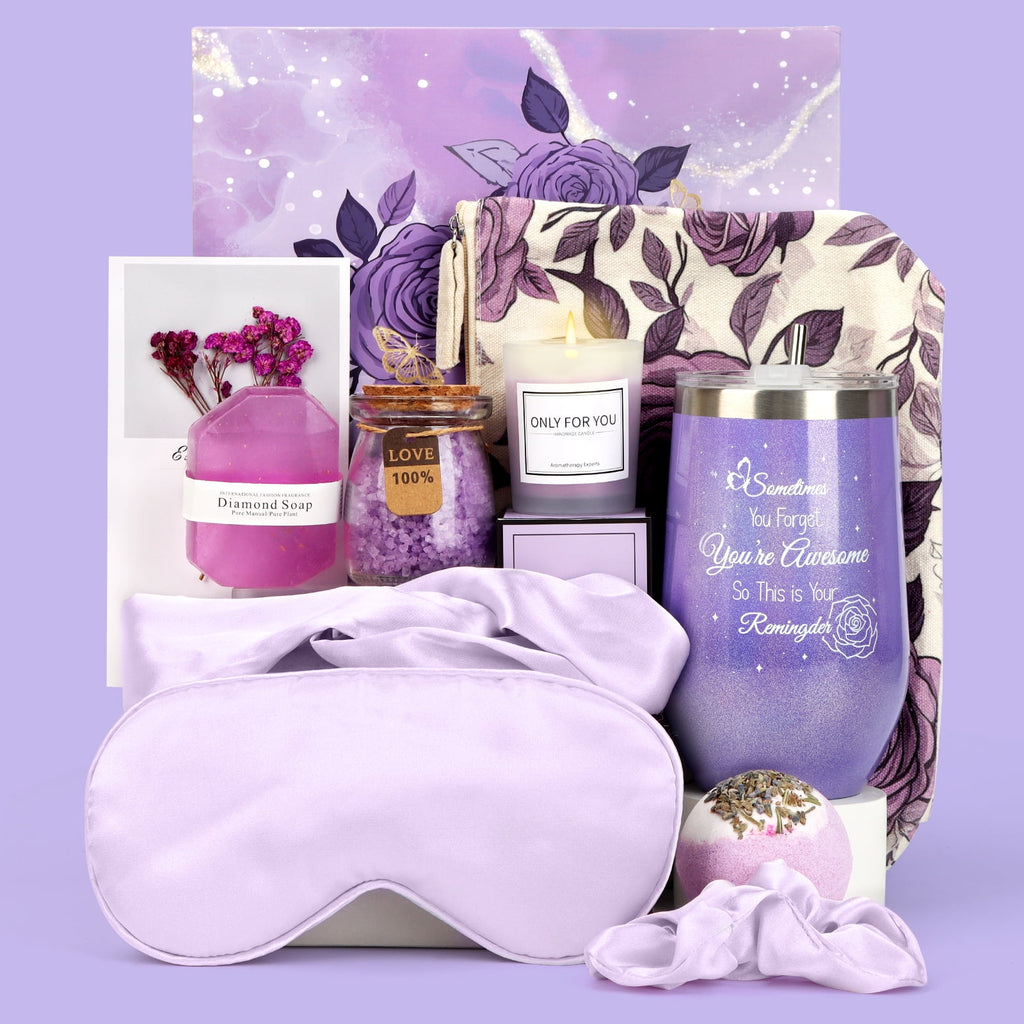 Basket for Women, Self - Care Relaxation Set with Insulated Tumbler, Scented Candle & More, Perfect Birthday for Mom,...