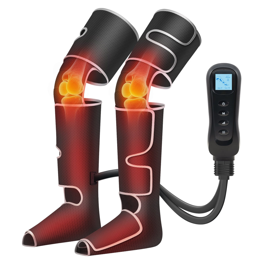 with Heat and Compression for Foot, Calf, and Thigh Circulation, 5 Modes, Plus Size, Black