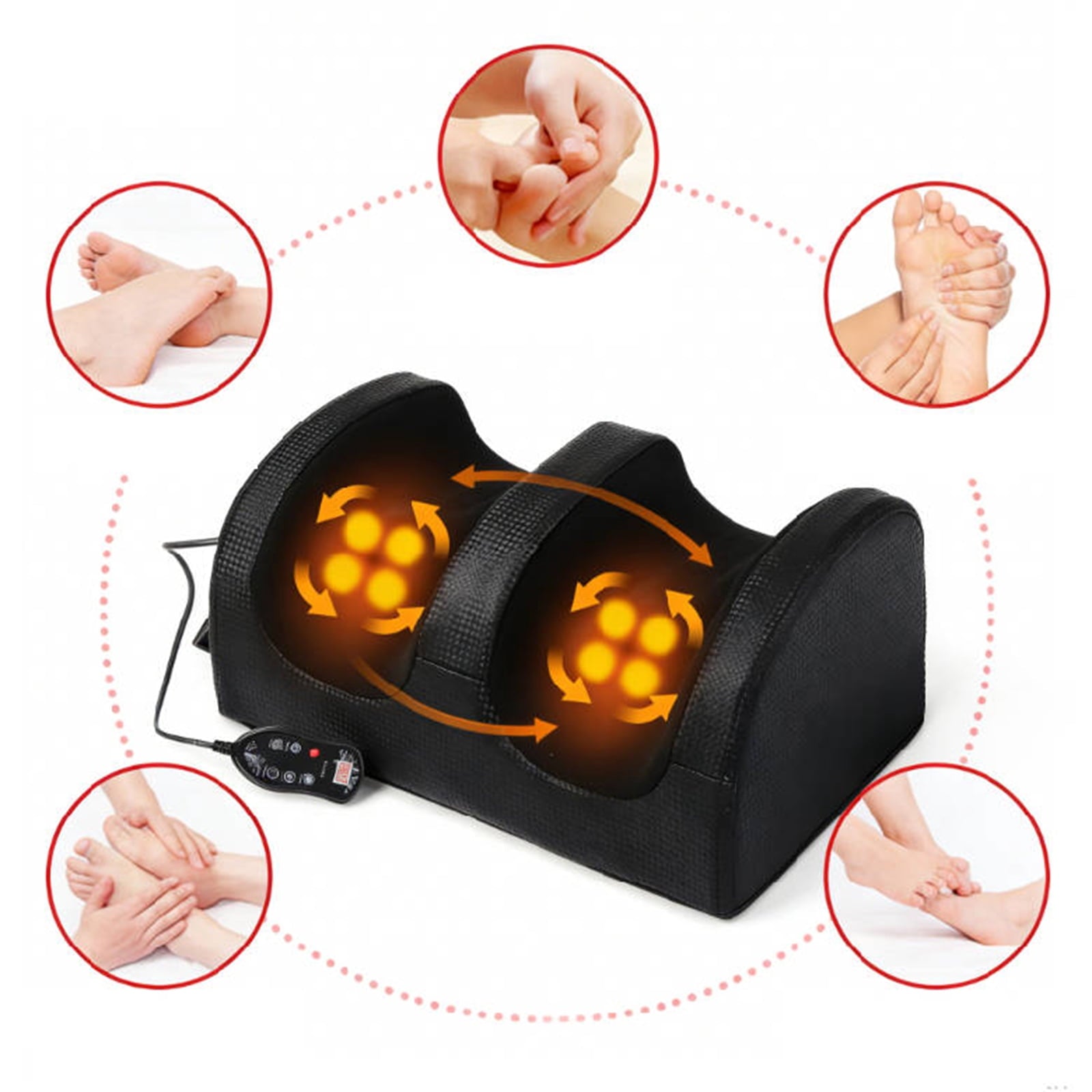 Electric Shiatsu Foot Massage Machine with Heat&Remote, Multi-Modes Foot and Calf Massager, Kneading Deep Tissue Mass...