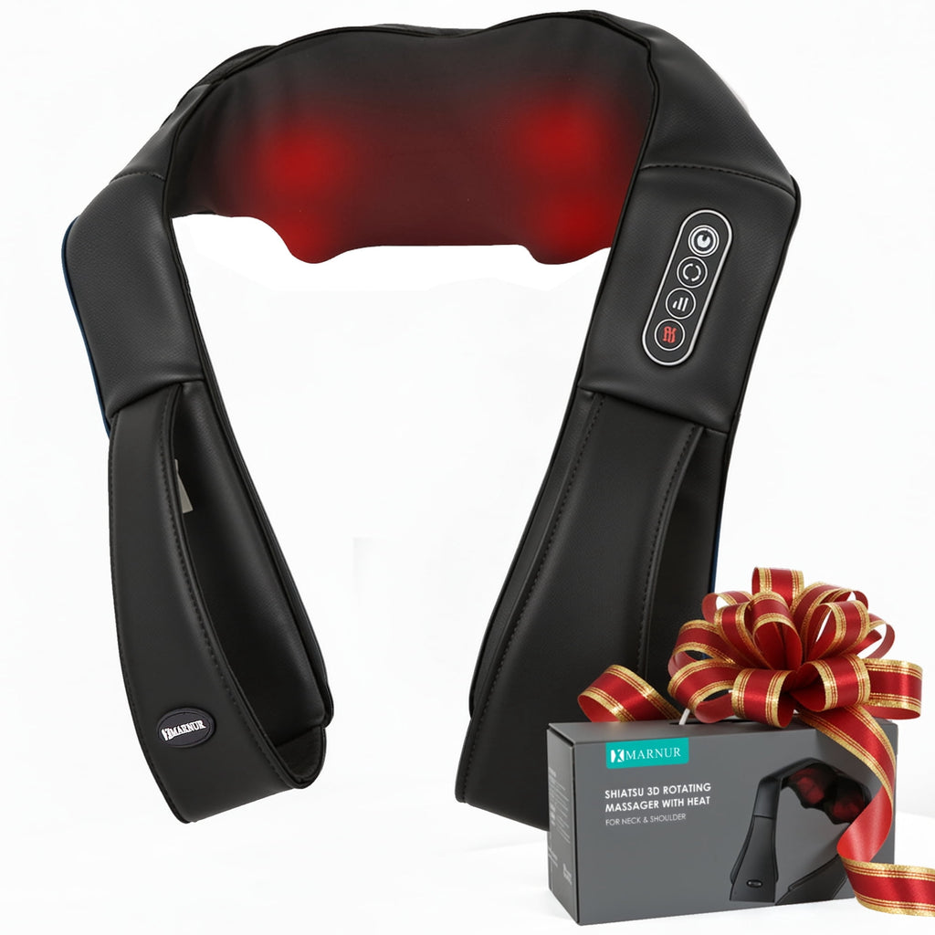 and Shoulder Massager, 3D Deep Tissue Kneading Shiatsu Massager with Heat, Black