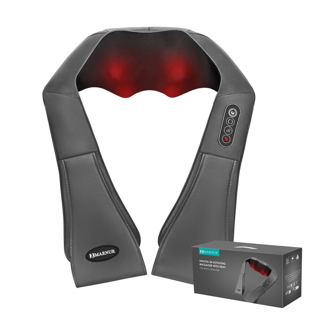 and Shoulder Massager, Deep Kneading Massager with Heat for Full-Body, Gray