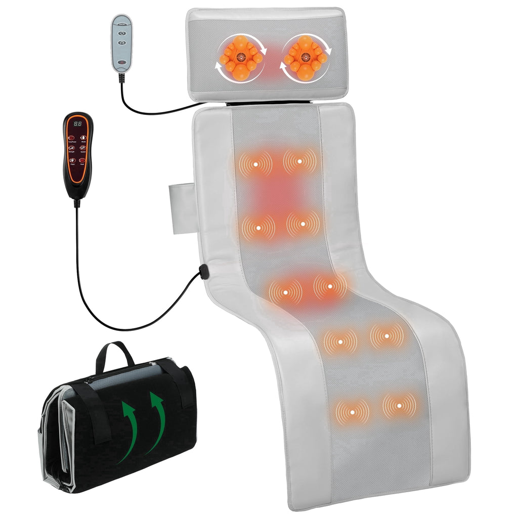Body Massage Mat with Detachable Shiatsu Neck Massager Features Remote, 9 Modes Electric Massage Pad Back Massager wi...