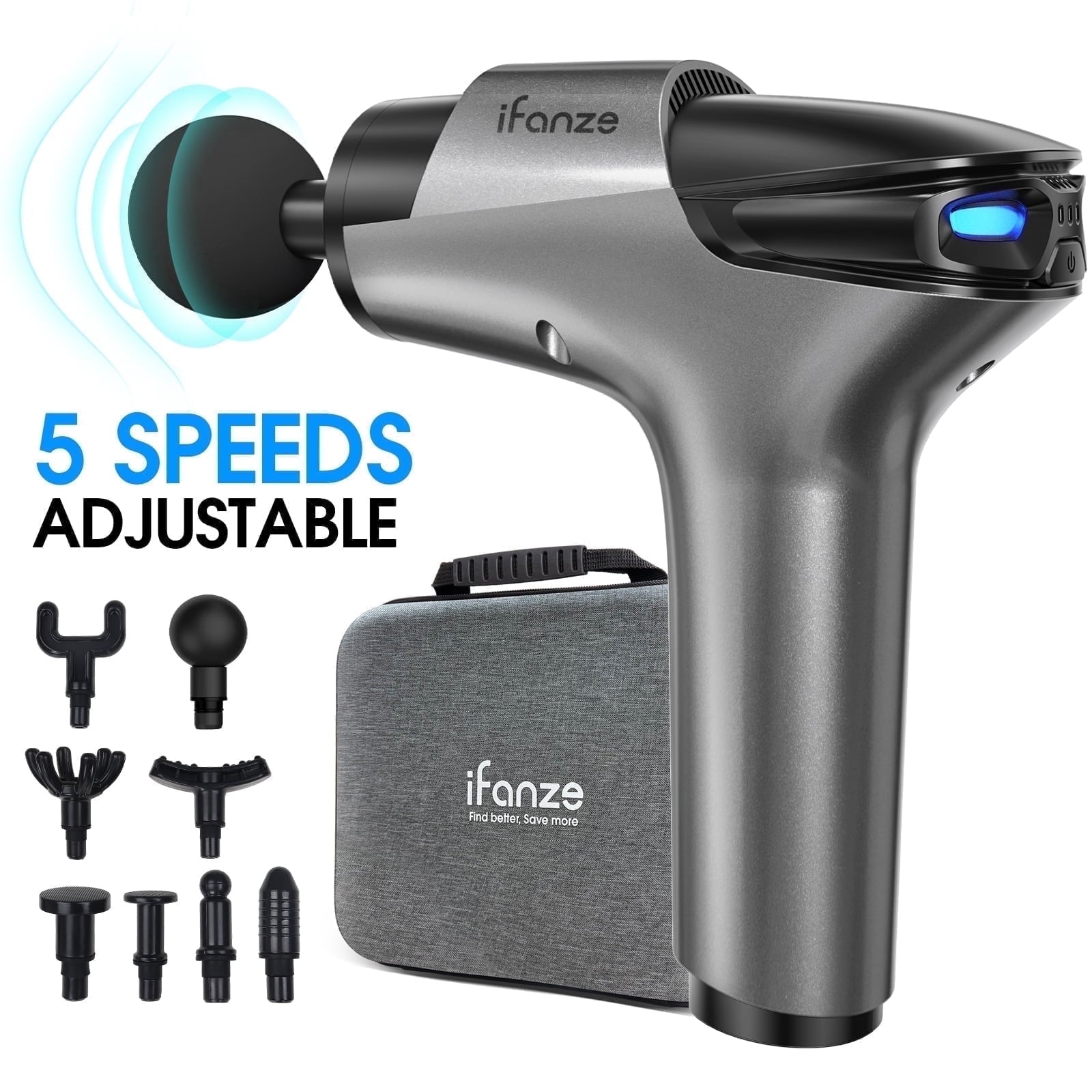 Tissue, 5 Speeds Quiet Percussion Handheld Electric Muscle r with 8 Replacement Heads for Gym Office Home Post-Workou...